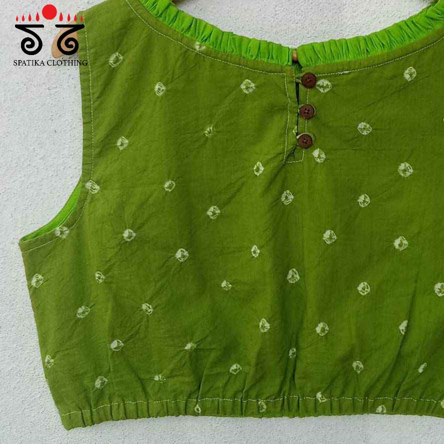 Bandhani Frilled Sleeveless Blouse