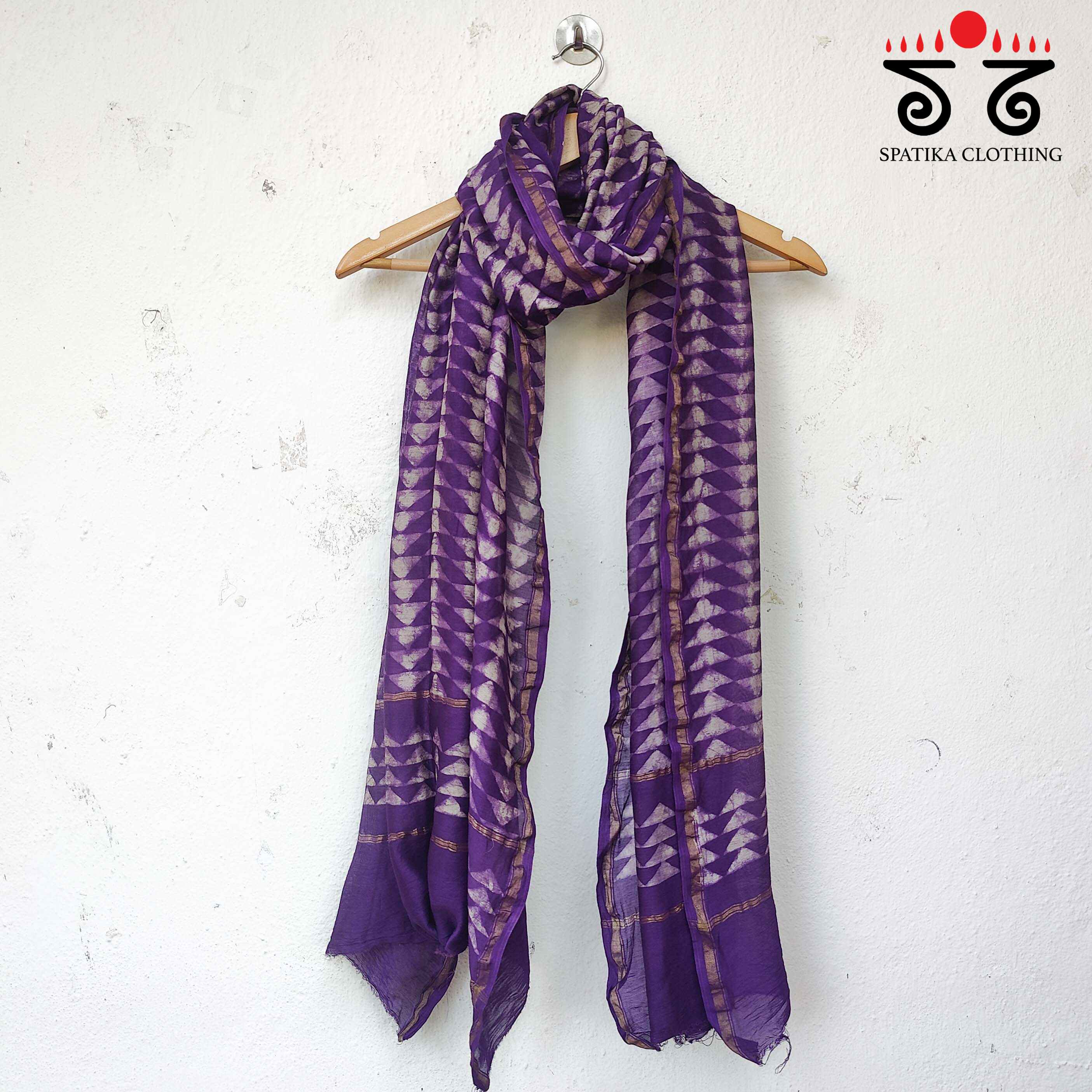 Akola Handblock Print on Chanderi Dupatta