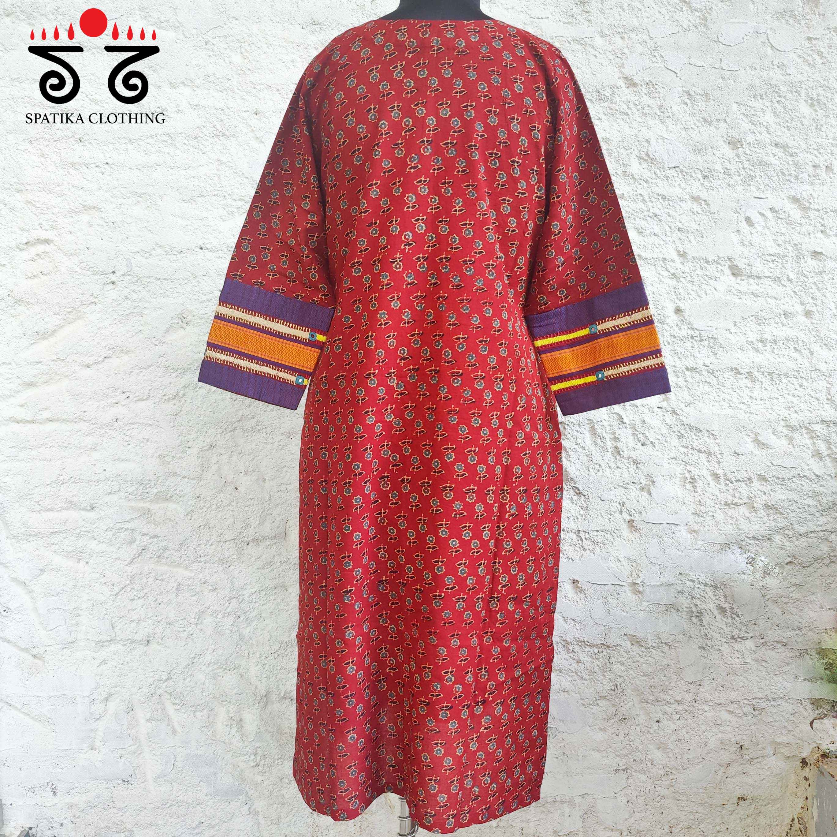 Ajrakh - Khun Hand Embroidered Kurta