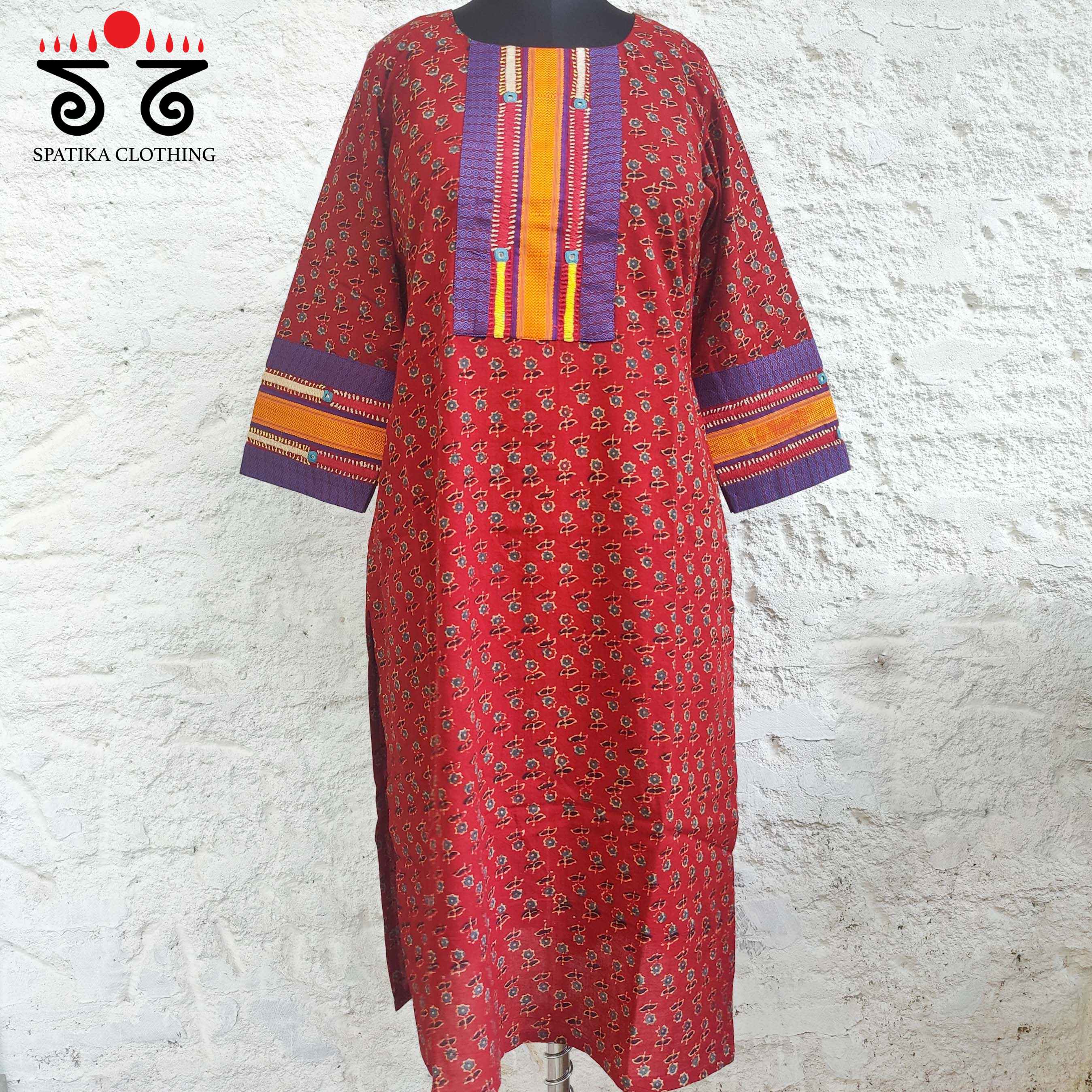 Ajrakh - Khun Hand Embroidered Kurta