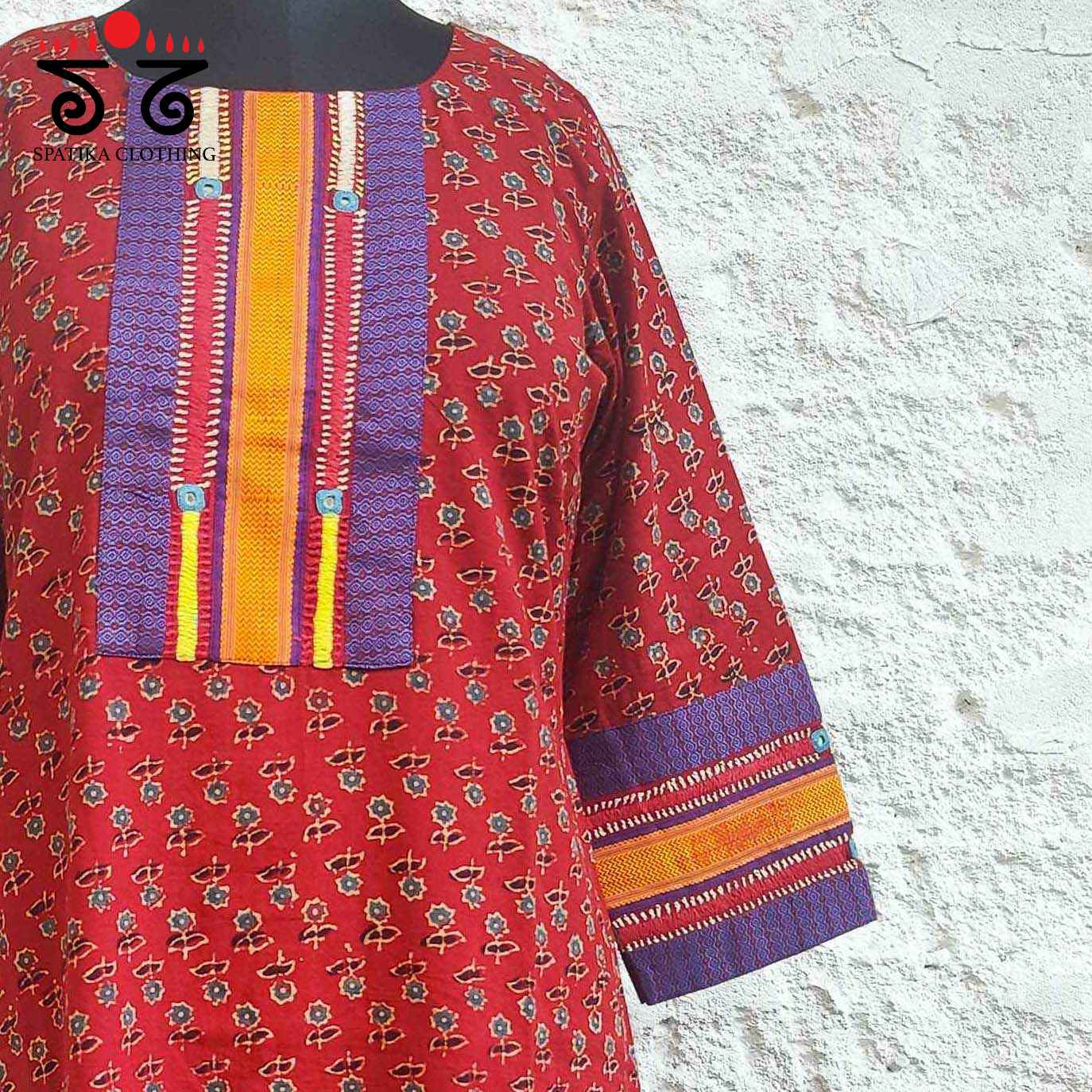 Ajrakh - Khun Hand Embroidered Kurta