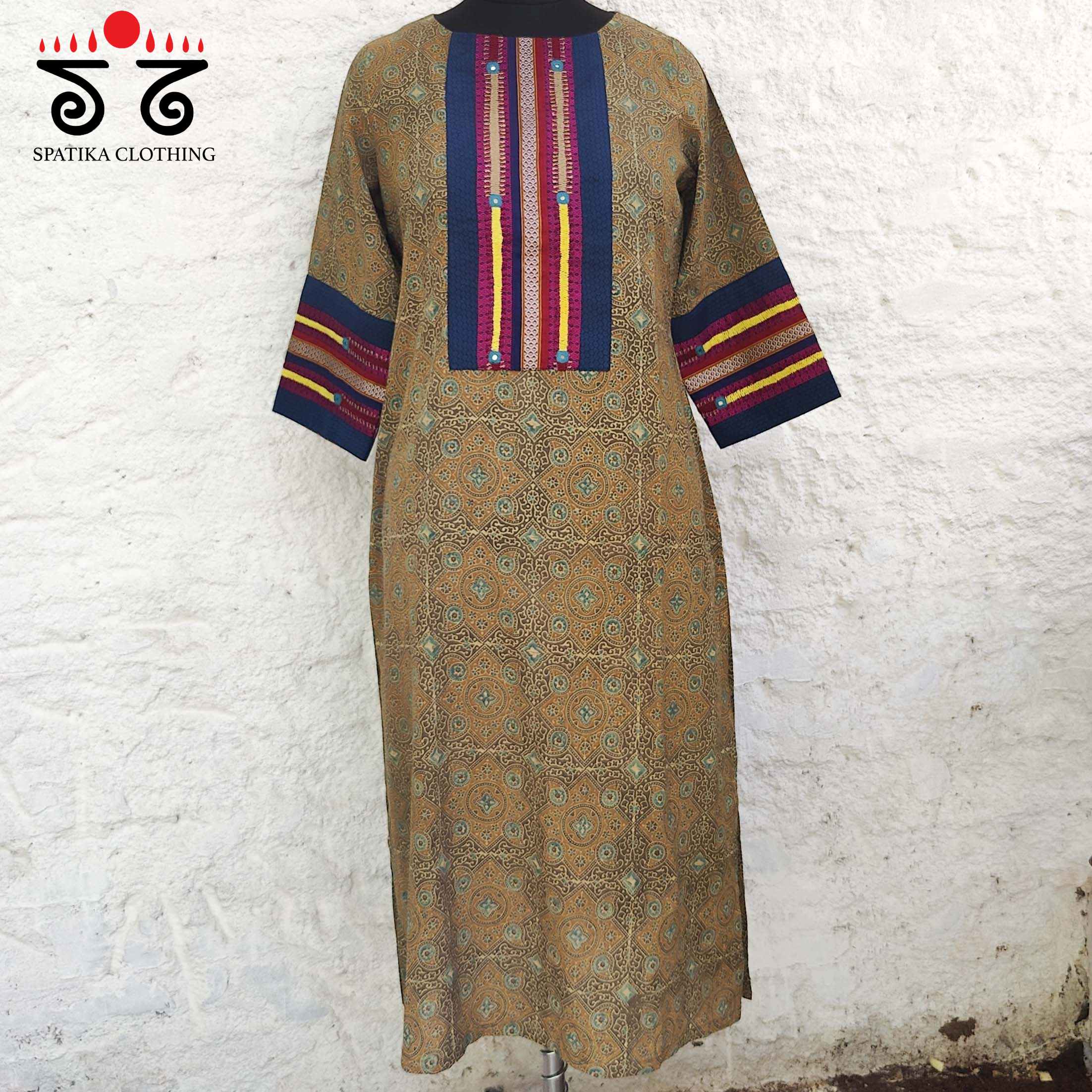Ajrakh - Khun Hand Embroidered Kurta