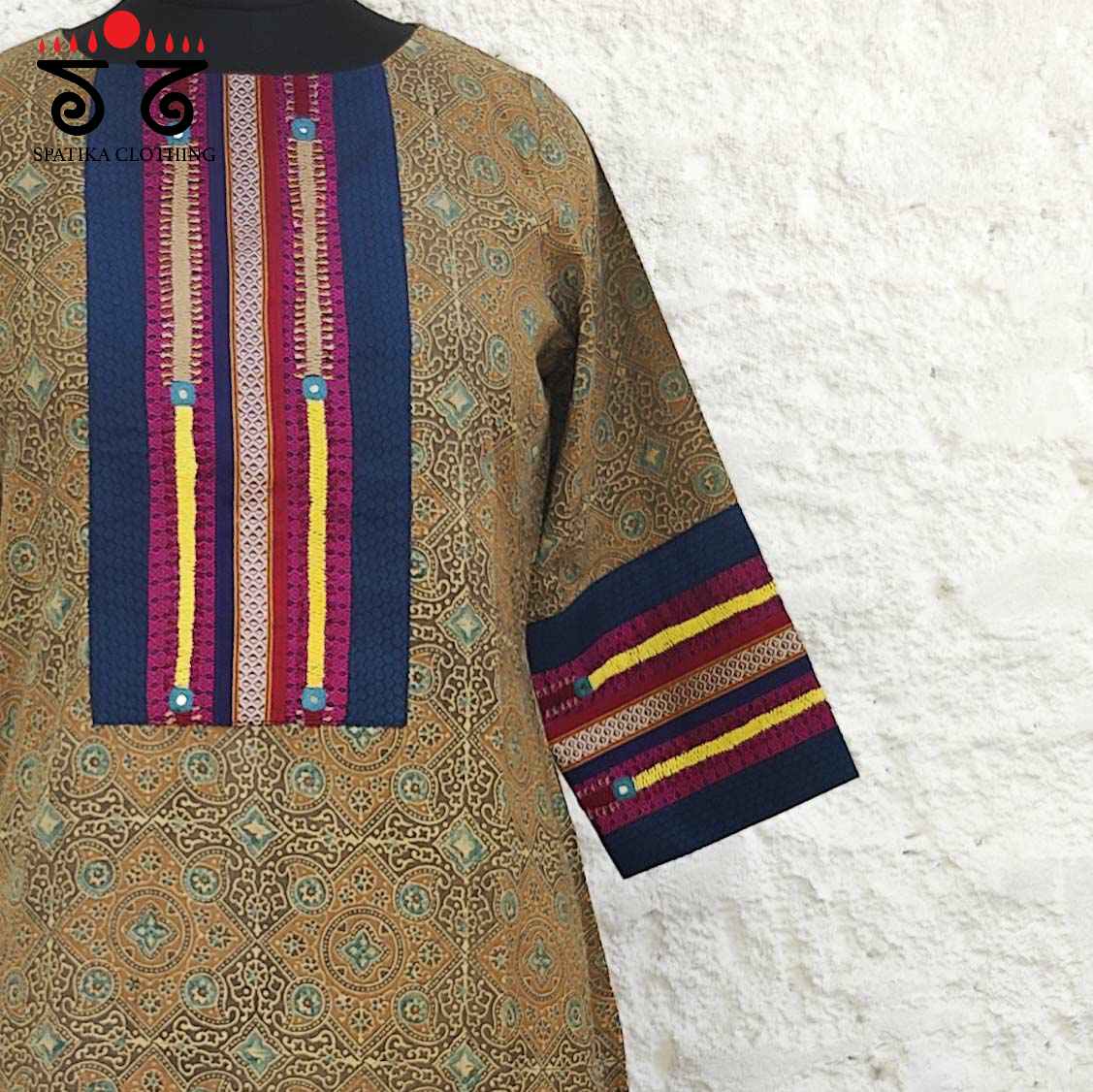 Ajrakh - Khun Hand Embroidered Kurta