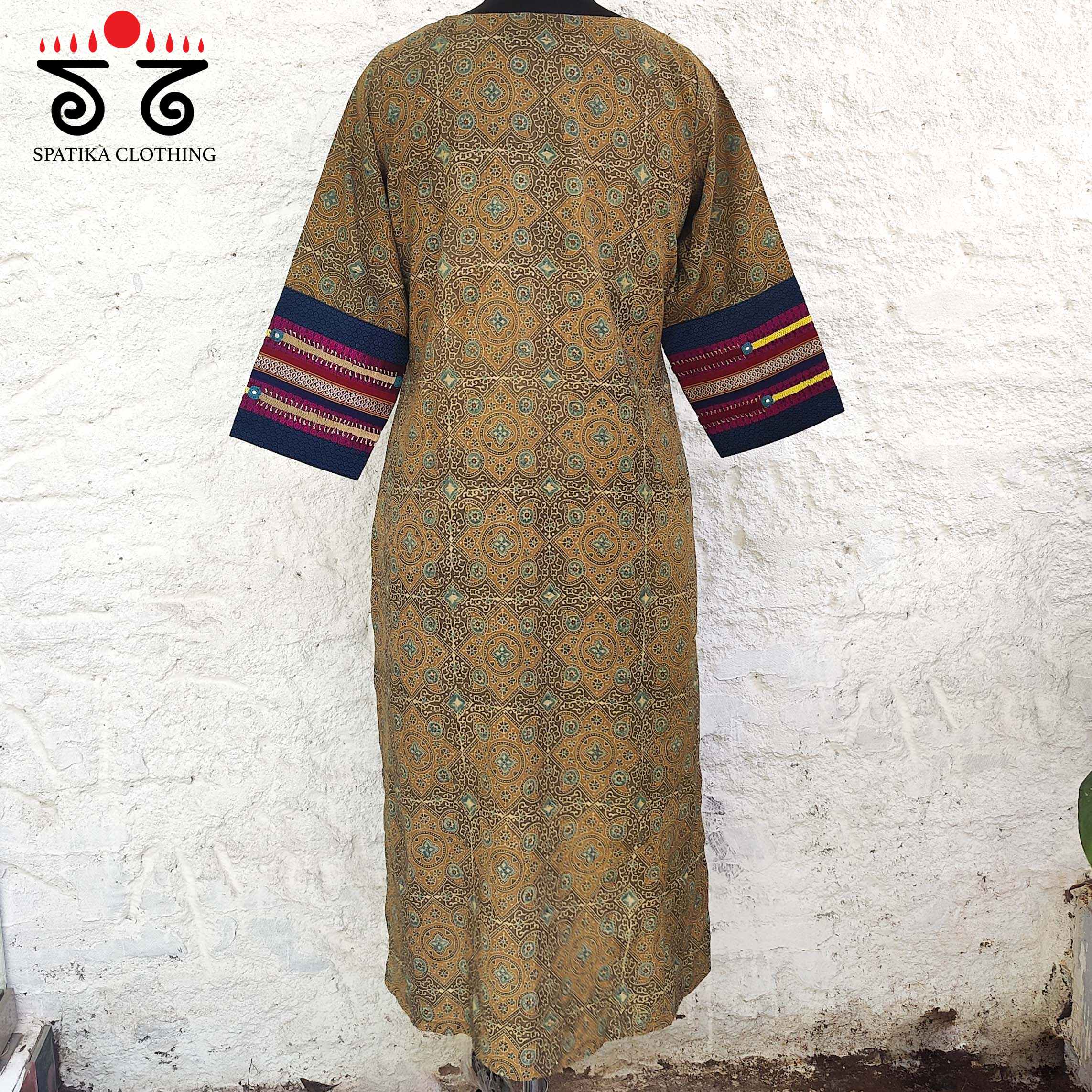Ajrakh - Khun Hand Embroidered Kurta