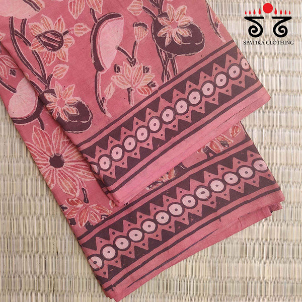 Bagru Handblock Print on Handwoven Cotton Saree