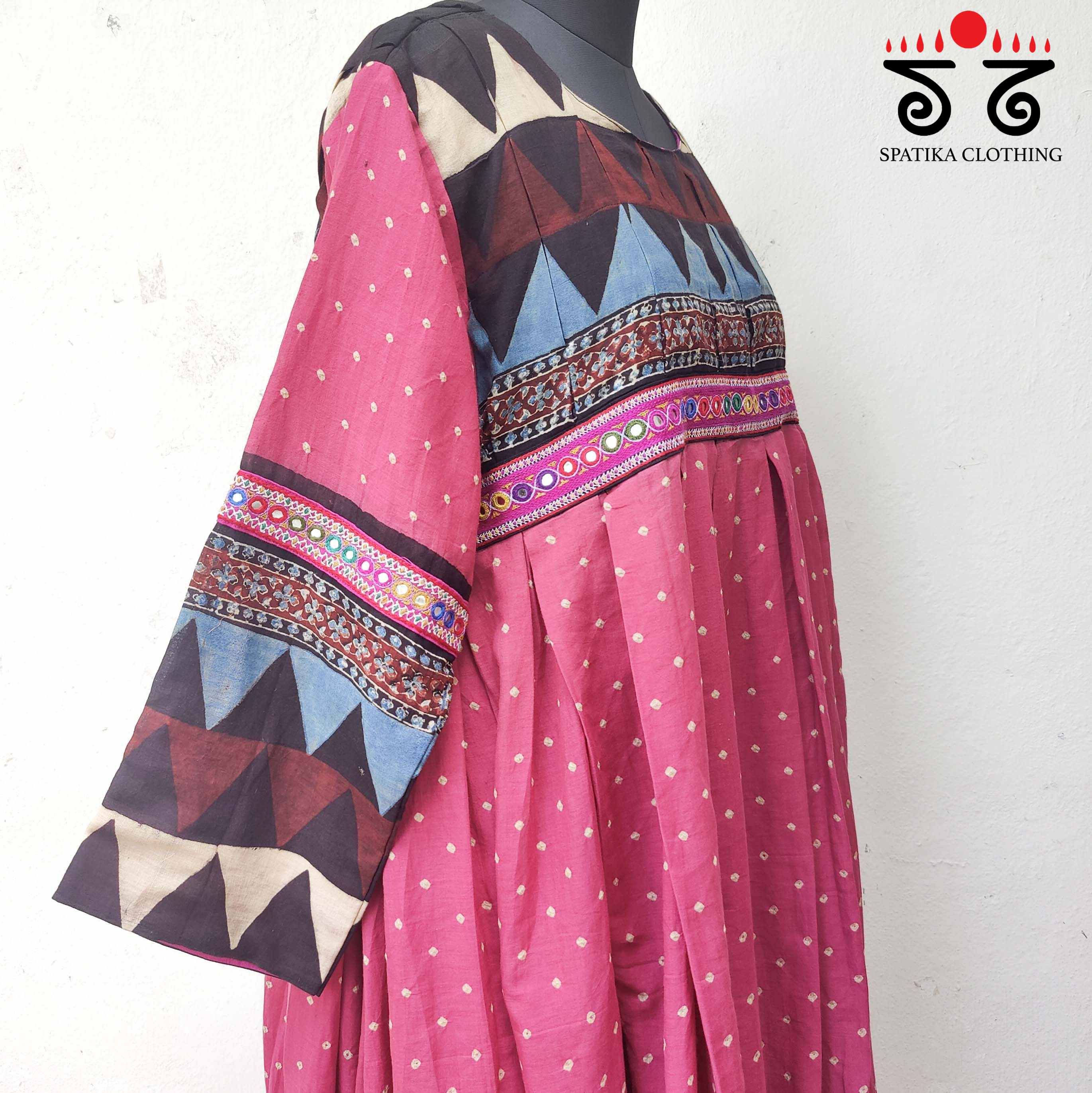 Ajrakh - Bandhani Hand Embroidery Kurta