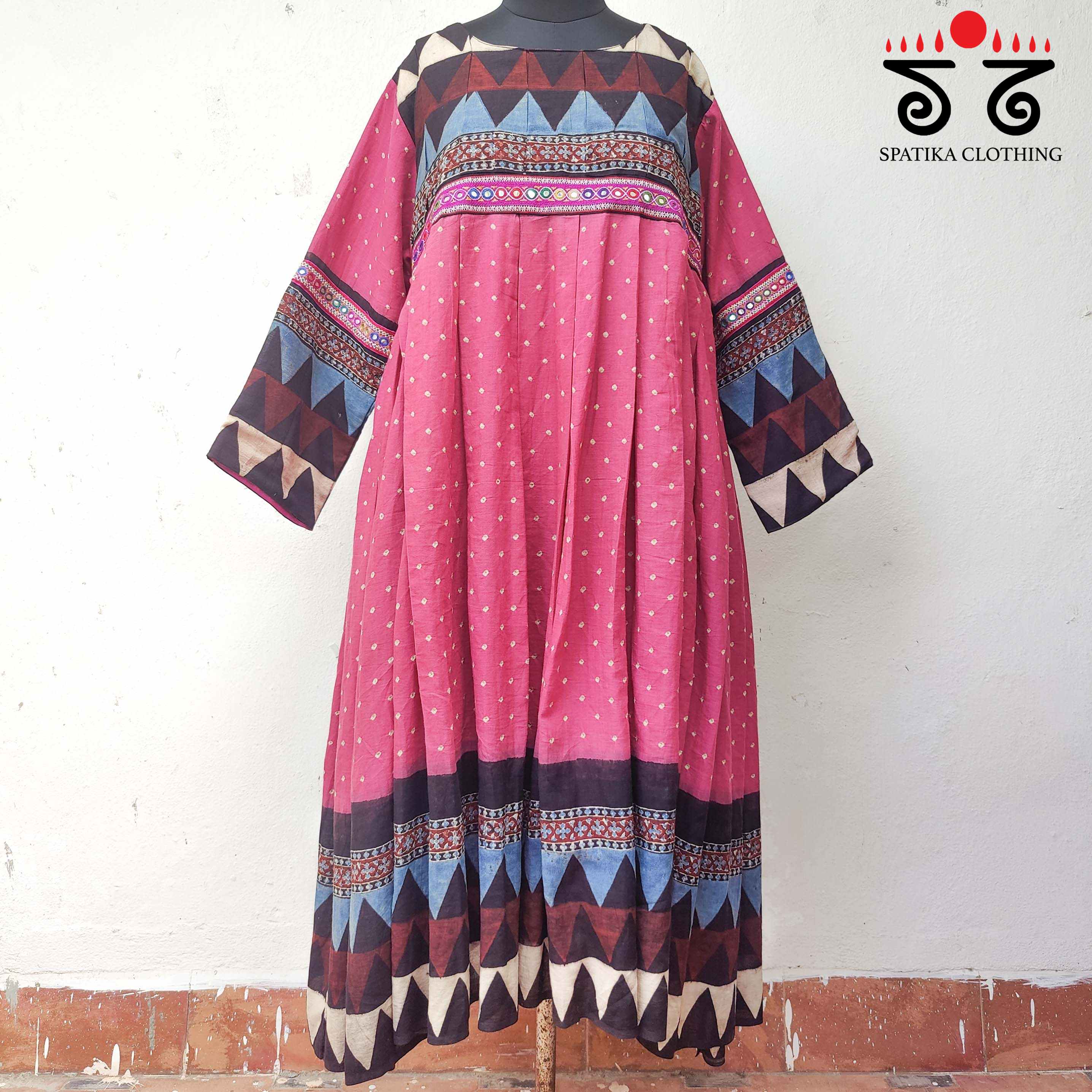 Ajrakh - Bandhani Hand Embroidery Kurta