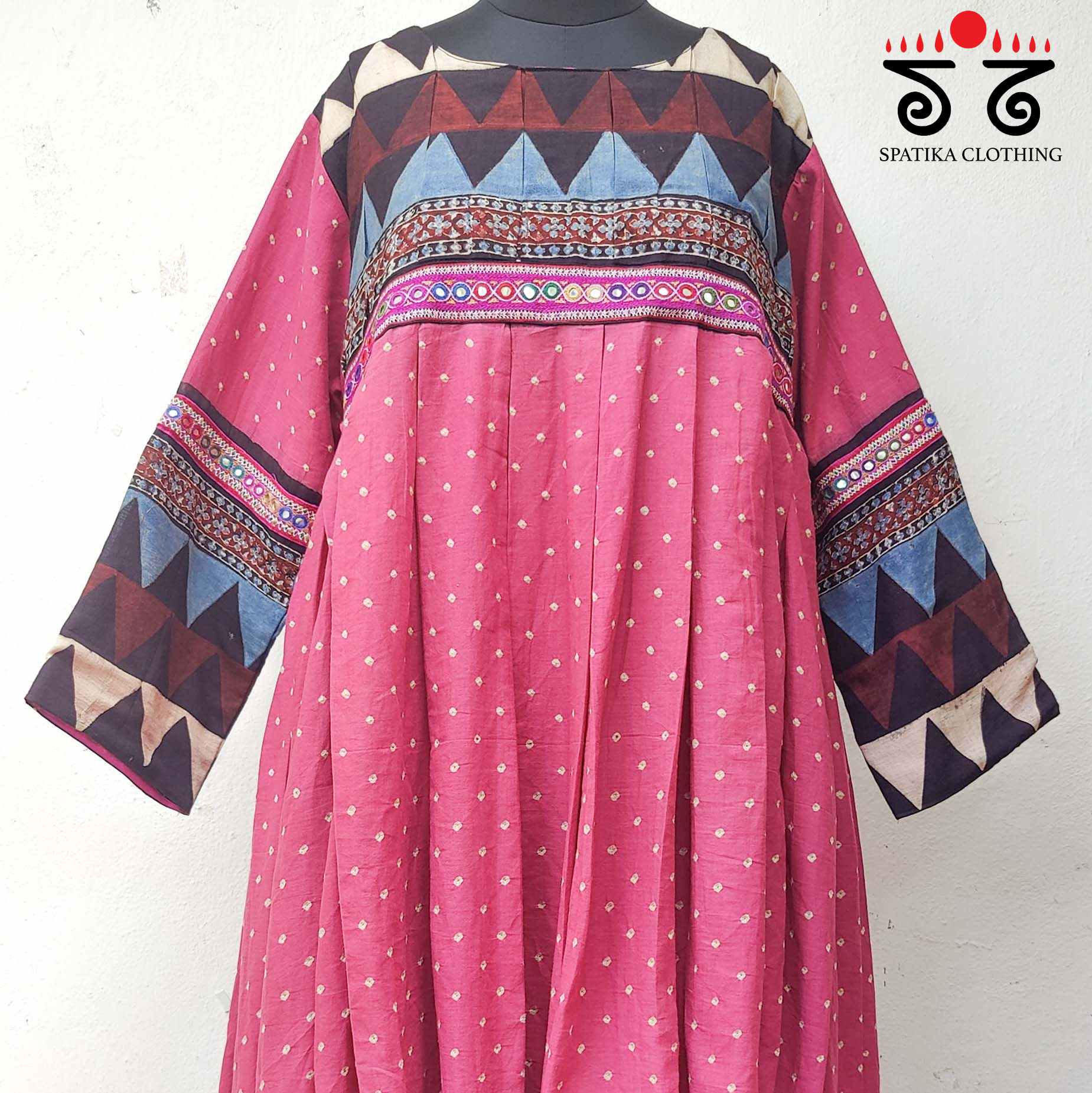 Ajrakh - Bandhani Hand Embroidery Kurta