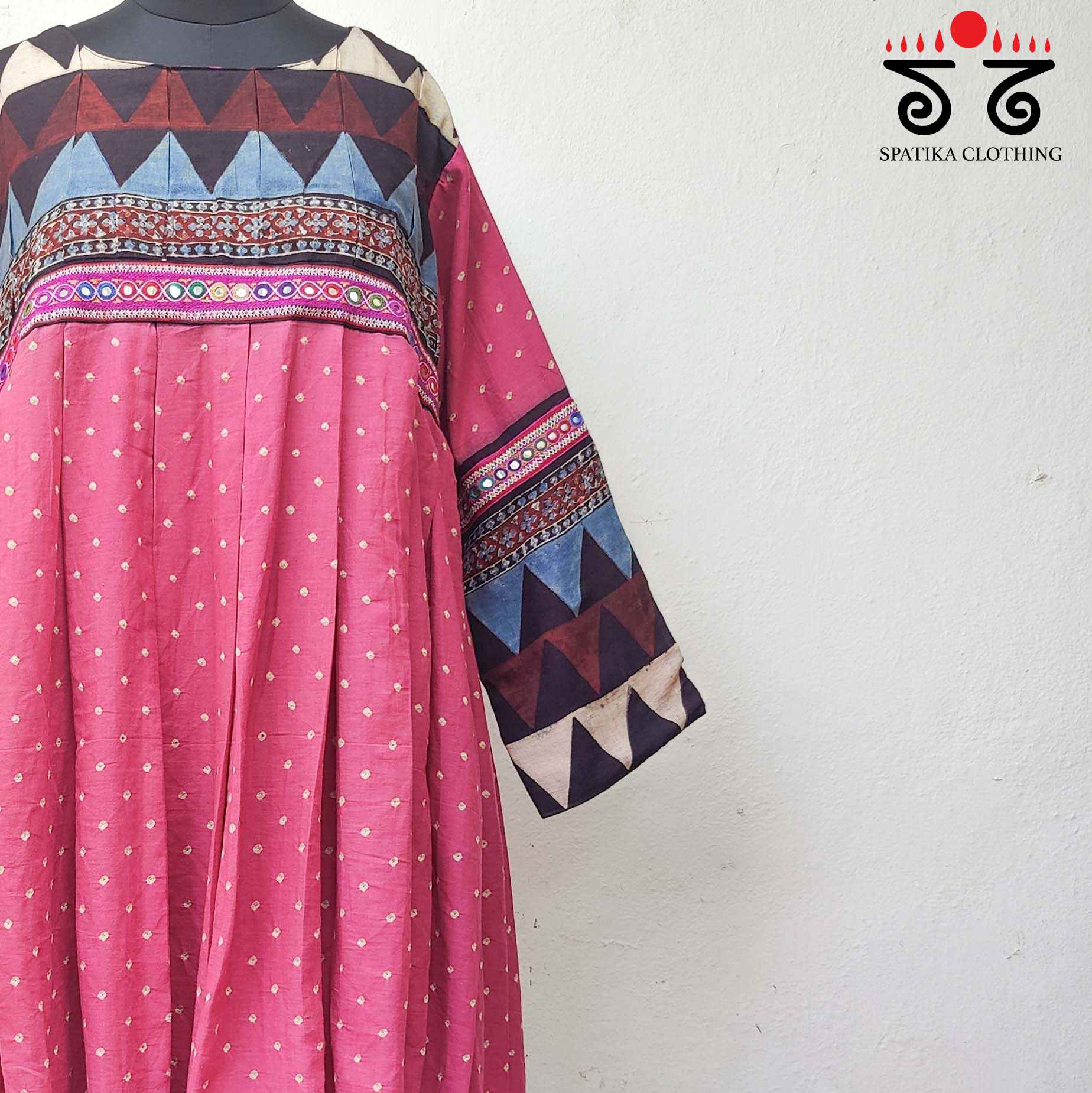 Ajrakh - Bandhani Hand Embroidery Kurta