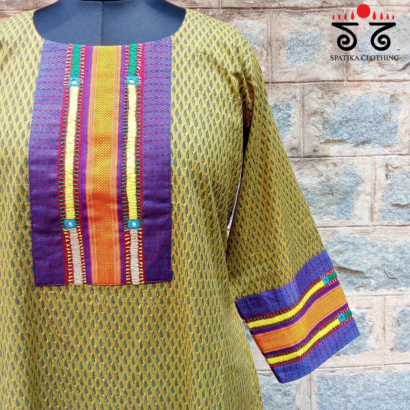 Ajrakh - Khun Hand Embroidered Kurta