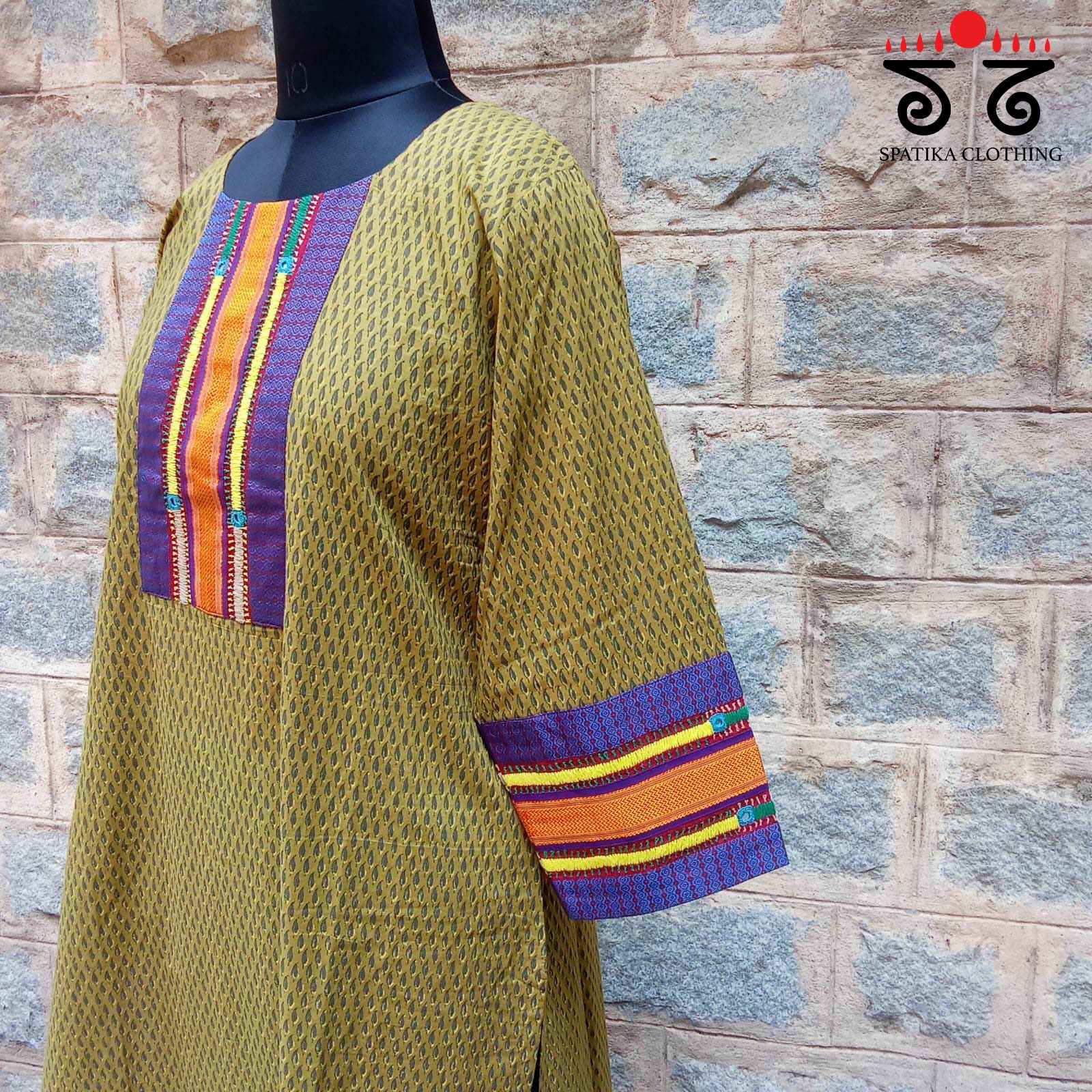 Ajrakh - Khun Hand Embroidered Kurta
