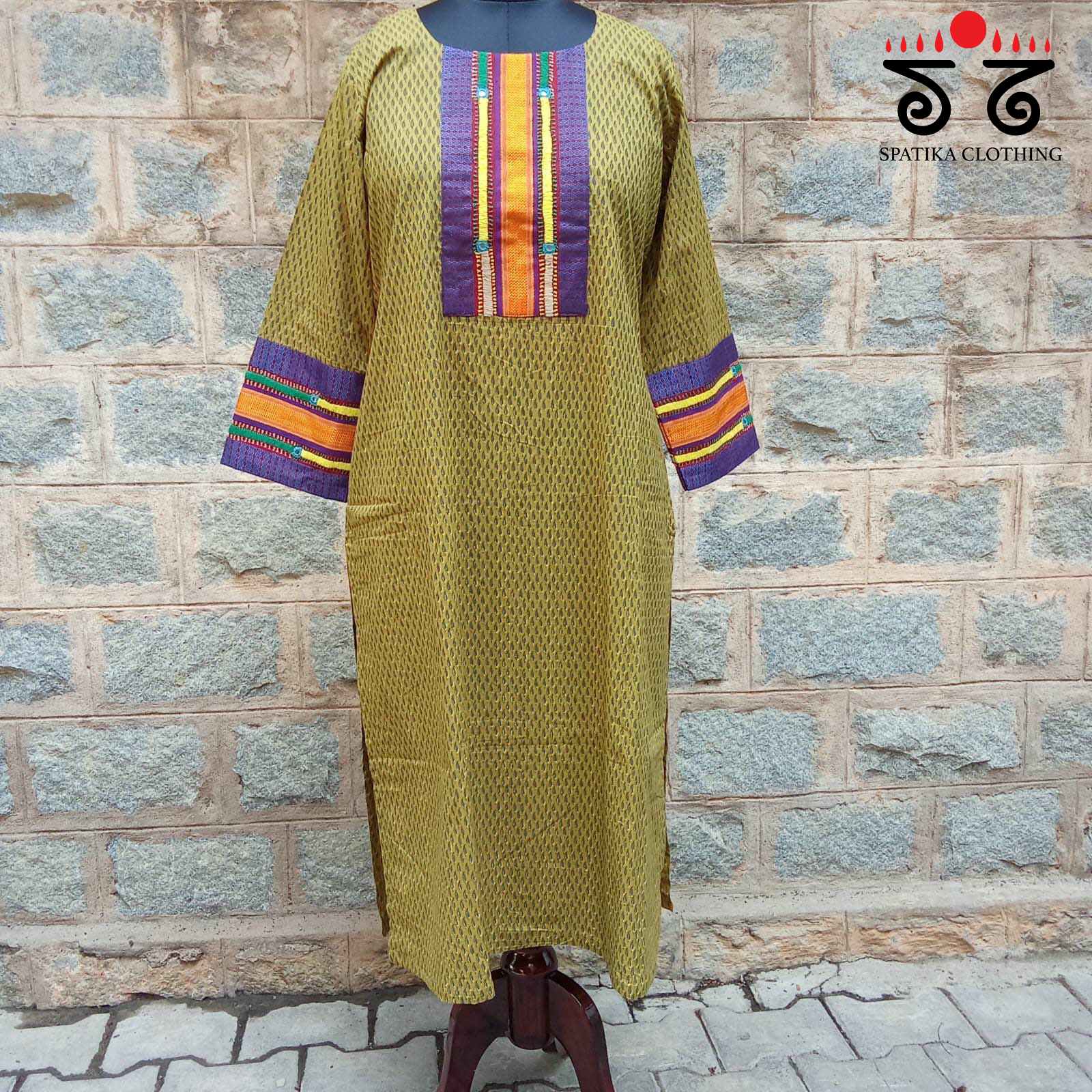 Ajrakh - Khun Hand Embroidered Kurta