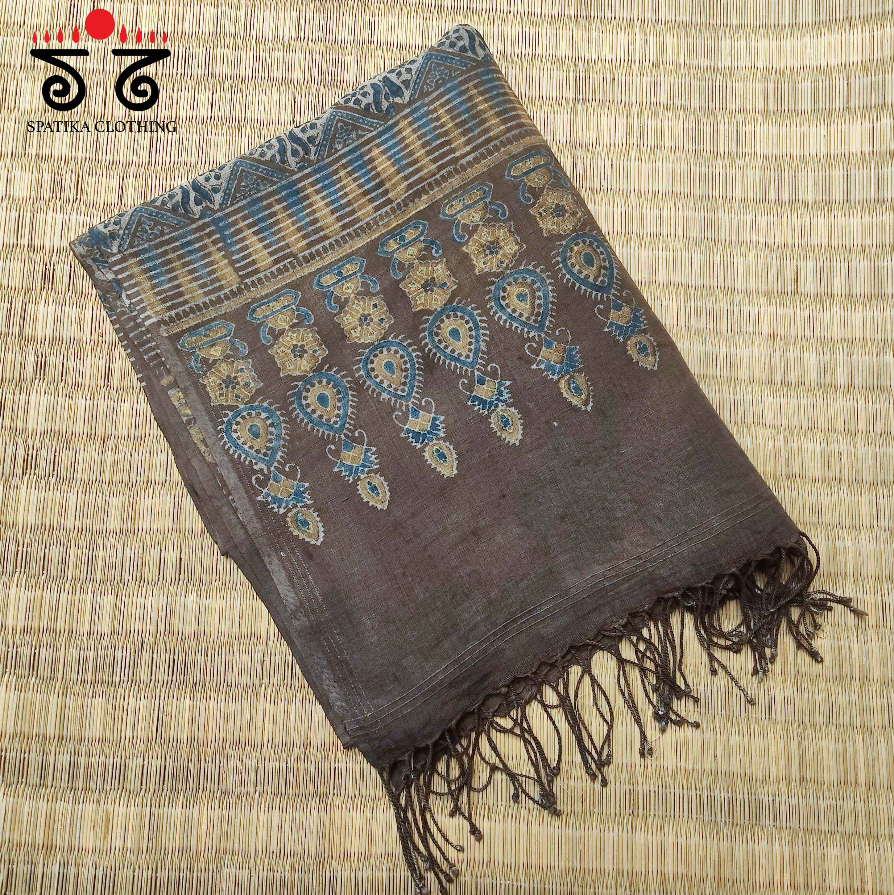 Ajrakh on Mulmul Cotton Stole - Natural Dyes