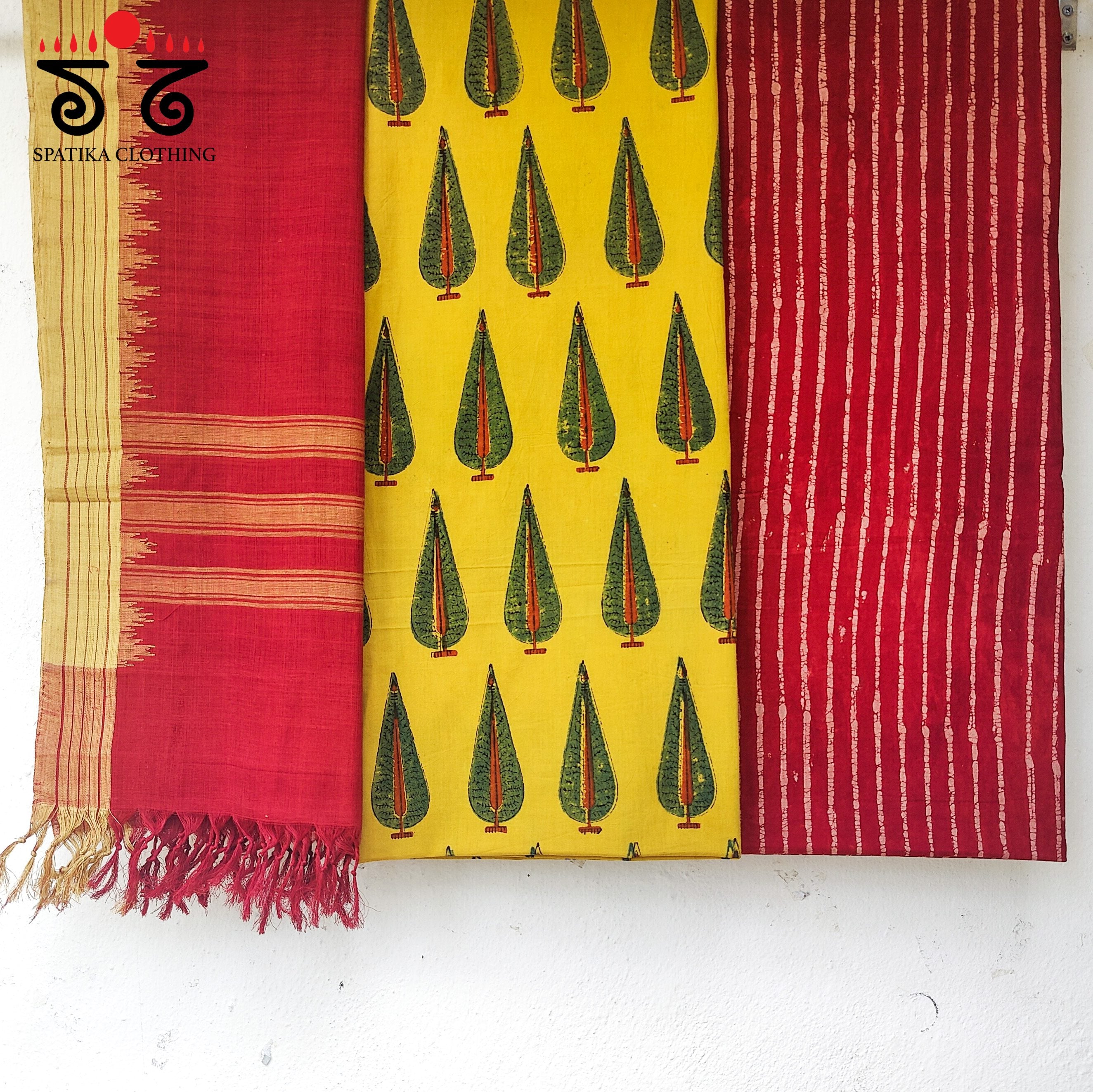Ponduru - Ajrakh Handblock Print Fabric Set of 3