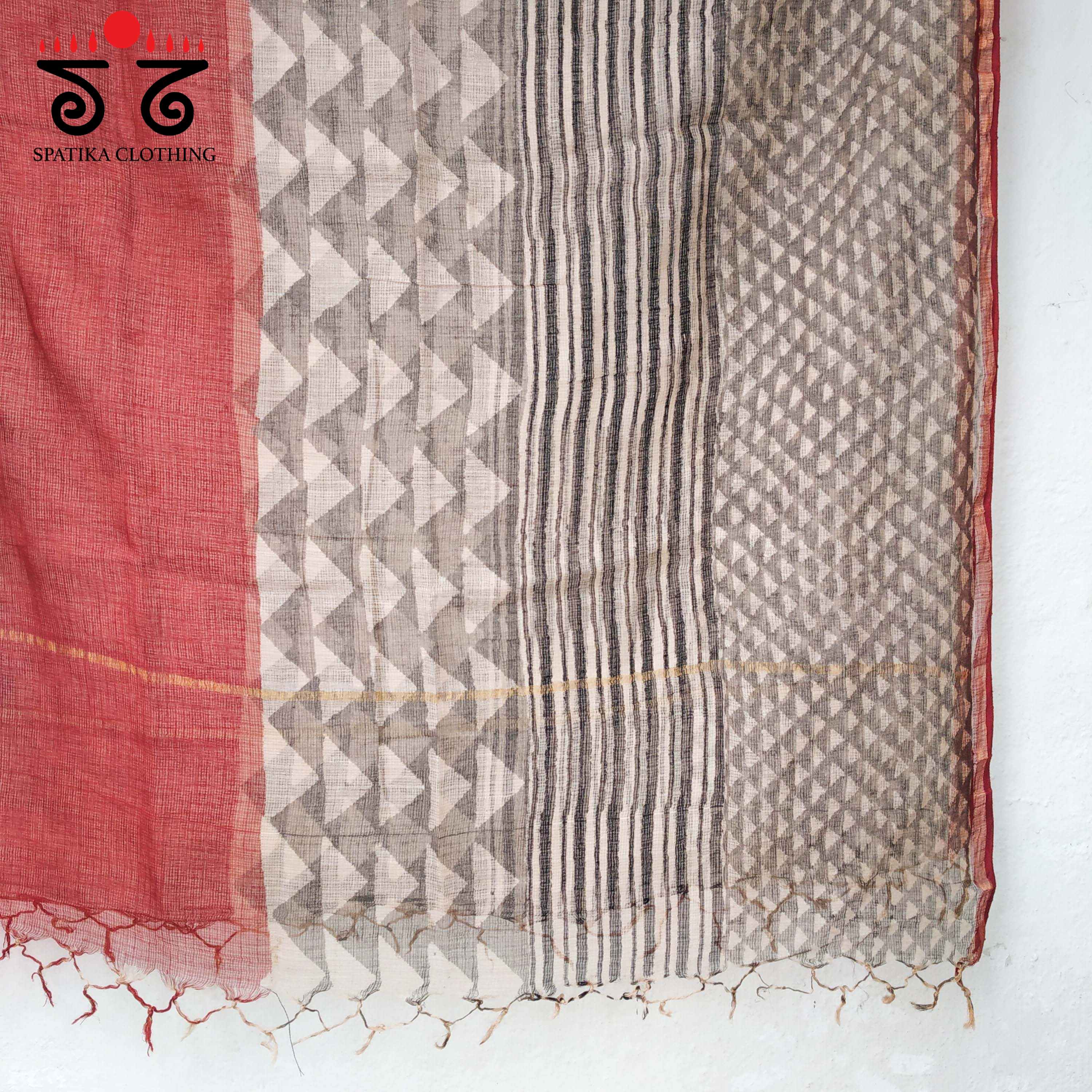 Ajrakh on Kota Dupatta - Natural Dyes
