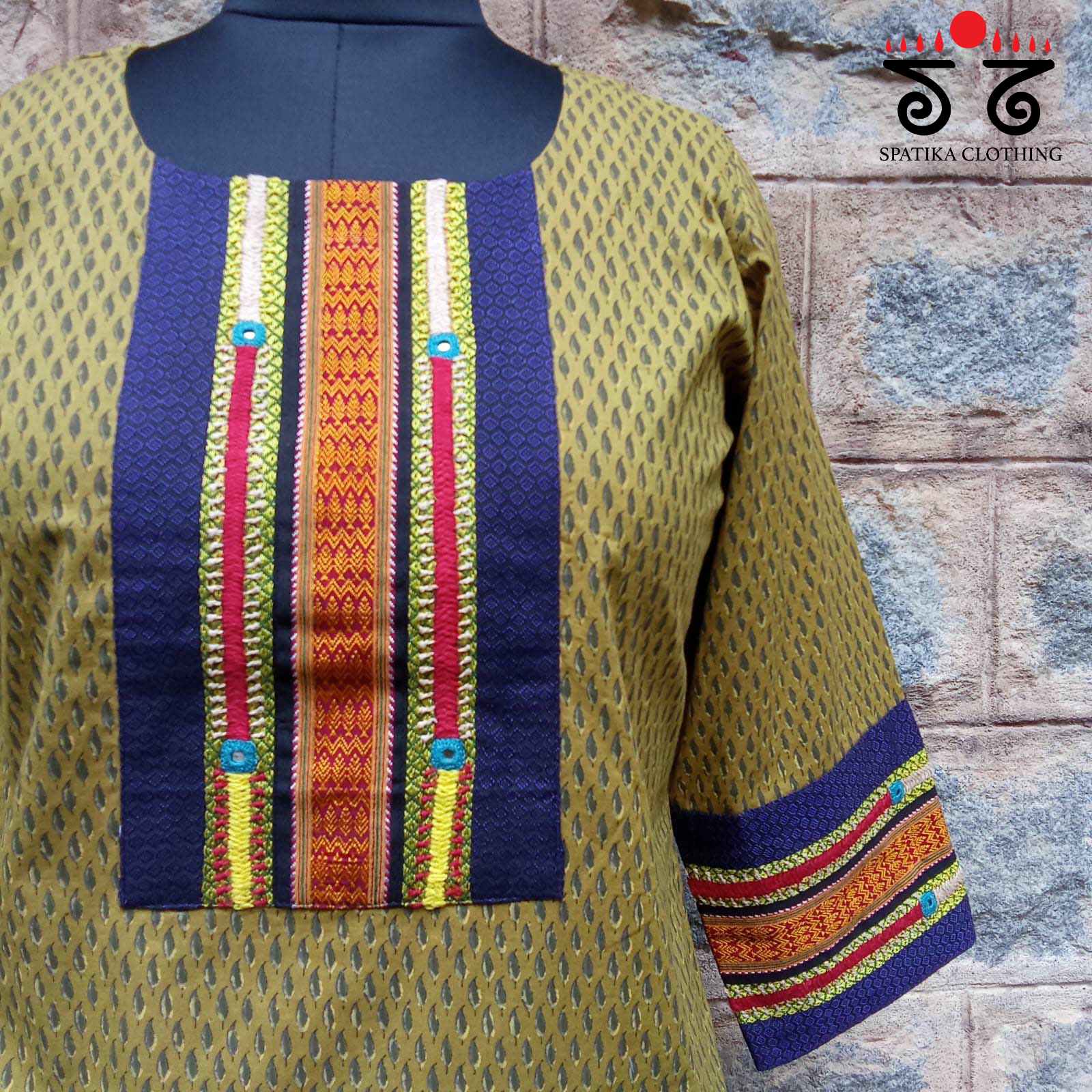 Ajrakh - Khun Hand Embroidered Kurta