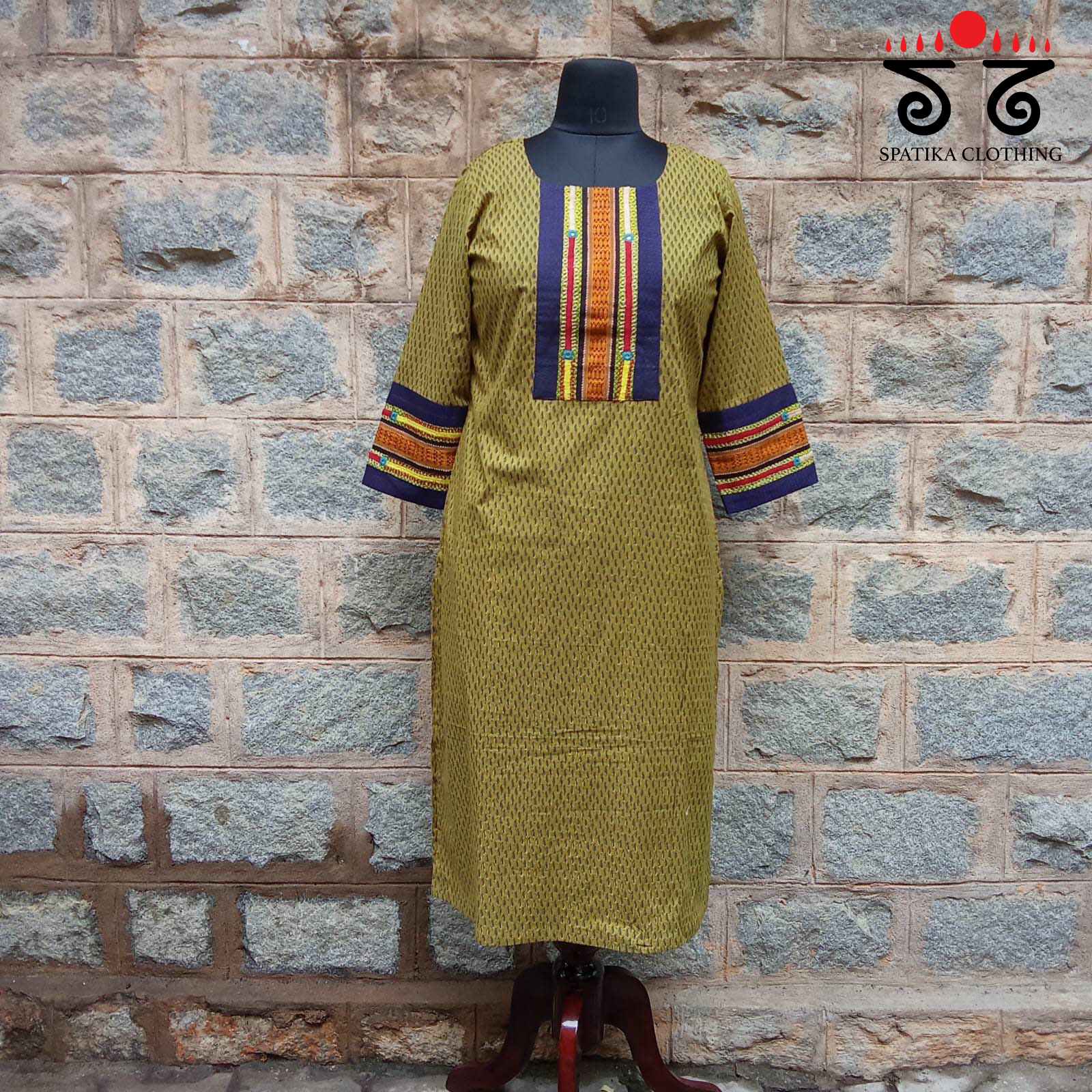 Ajrakh - Khun Hand Embroidered Kurta