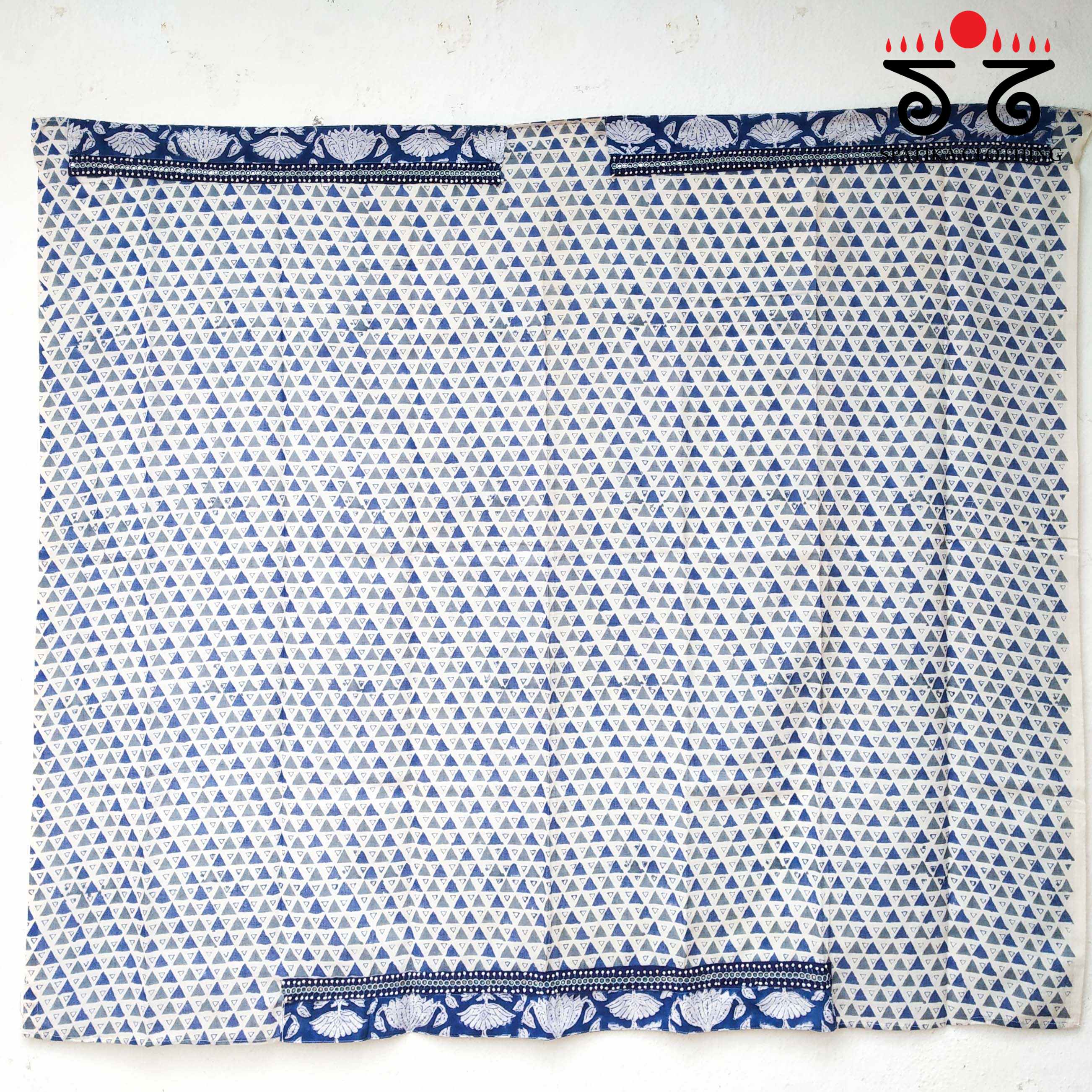 Handblock Printed - Hand Embroidered Blouse Fabric