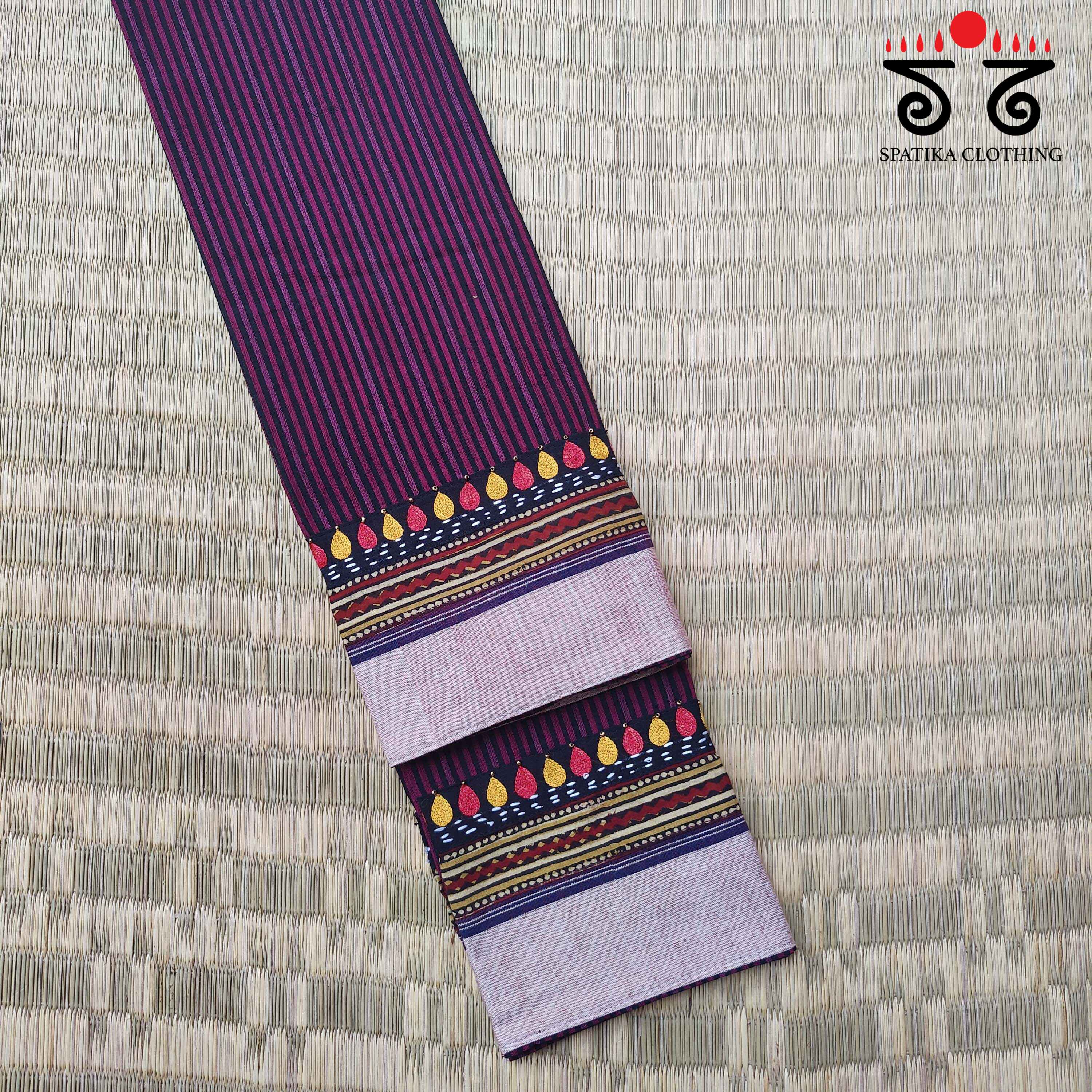 Handwoven Cotton - Hand Embroidered Blouse Fabric