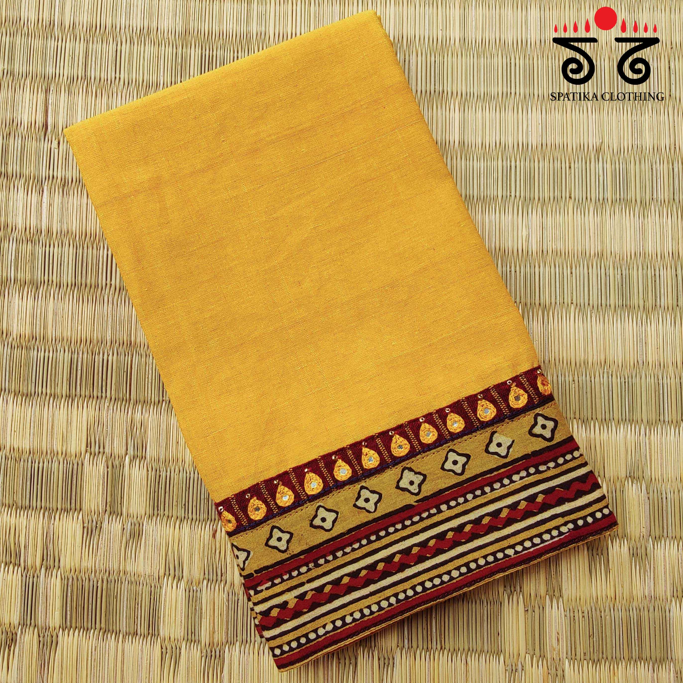 Mangalagiri Cotton - Hand Embroidered Blouse Fabric