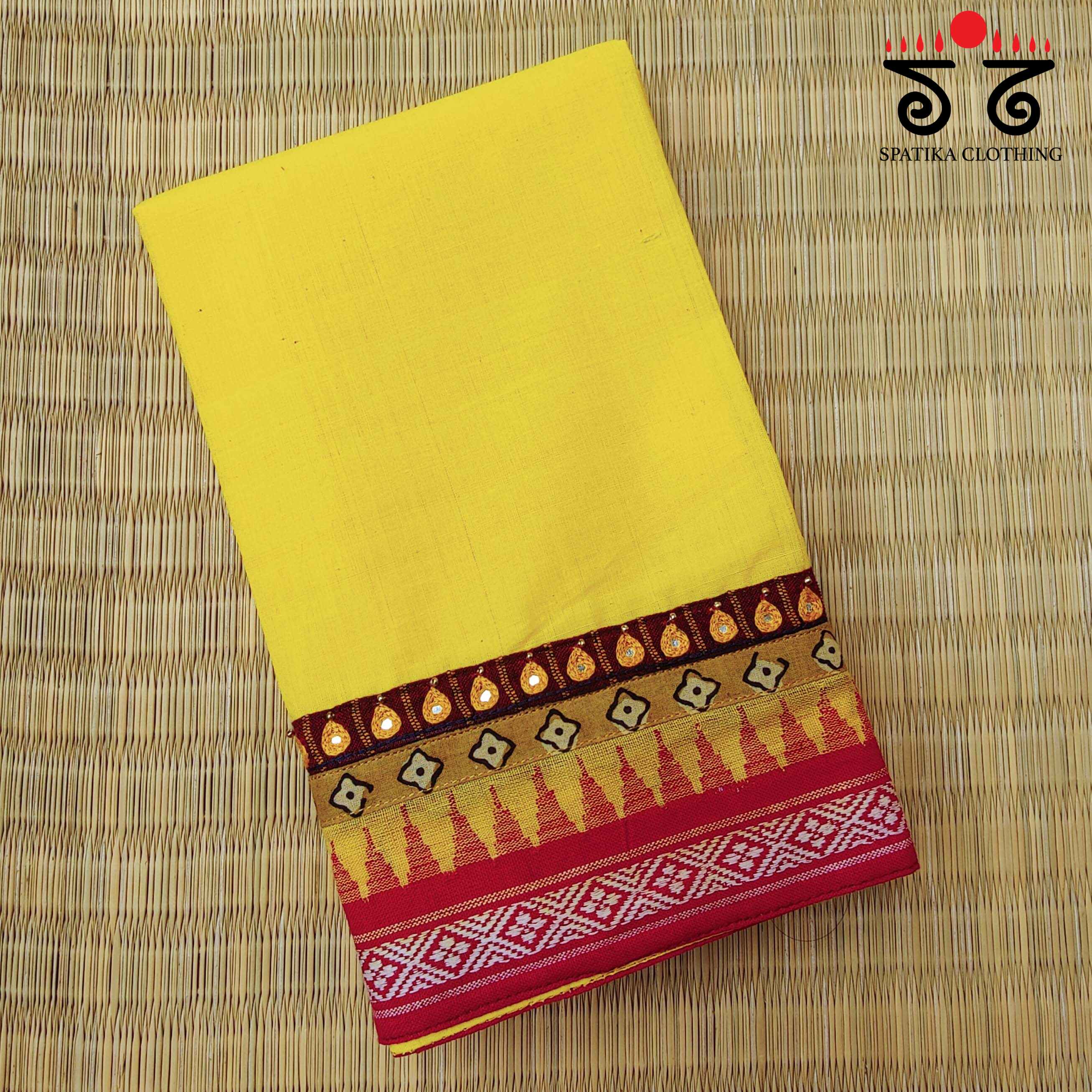Mangalagiri Cotton - Hand Embroidered Blouse Fabric