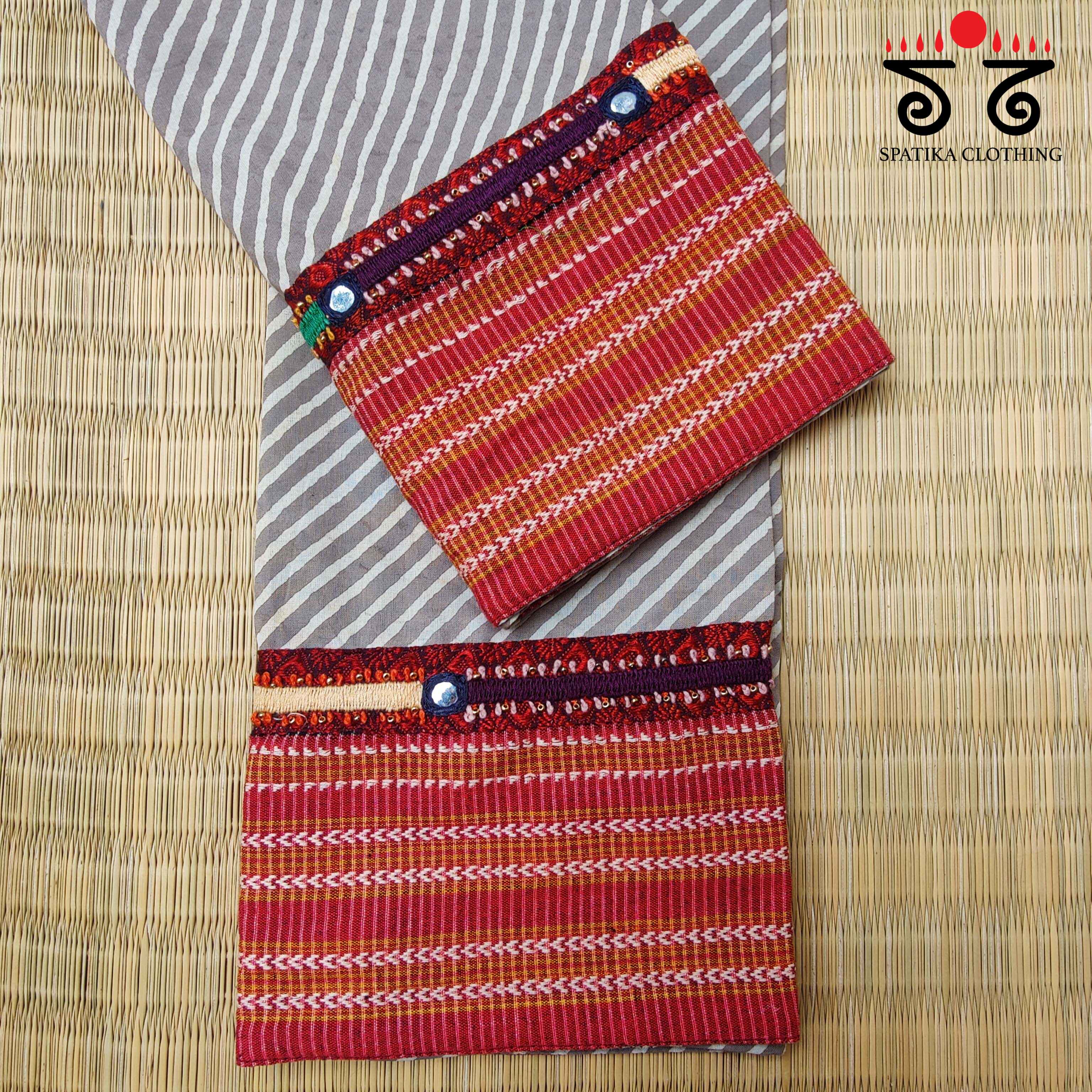 Ajrakh Hand Embroidered Blouse Fabric