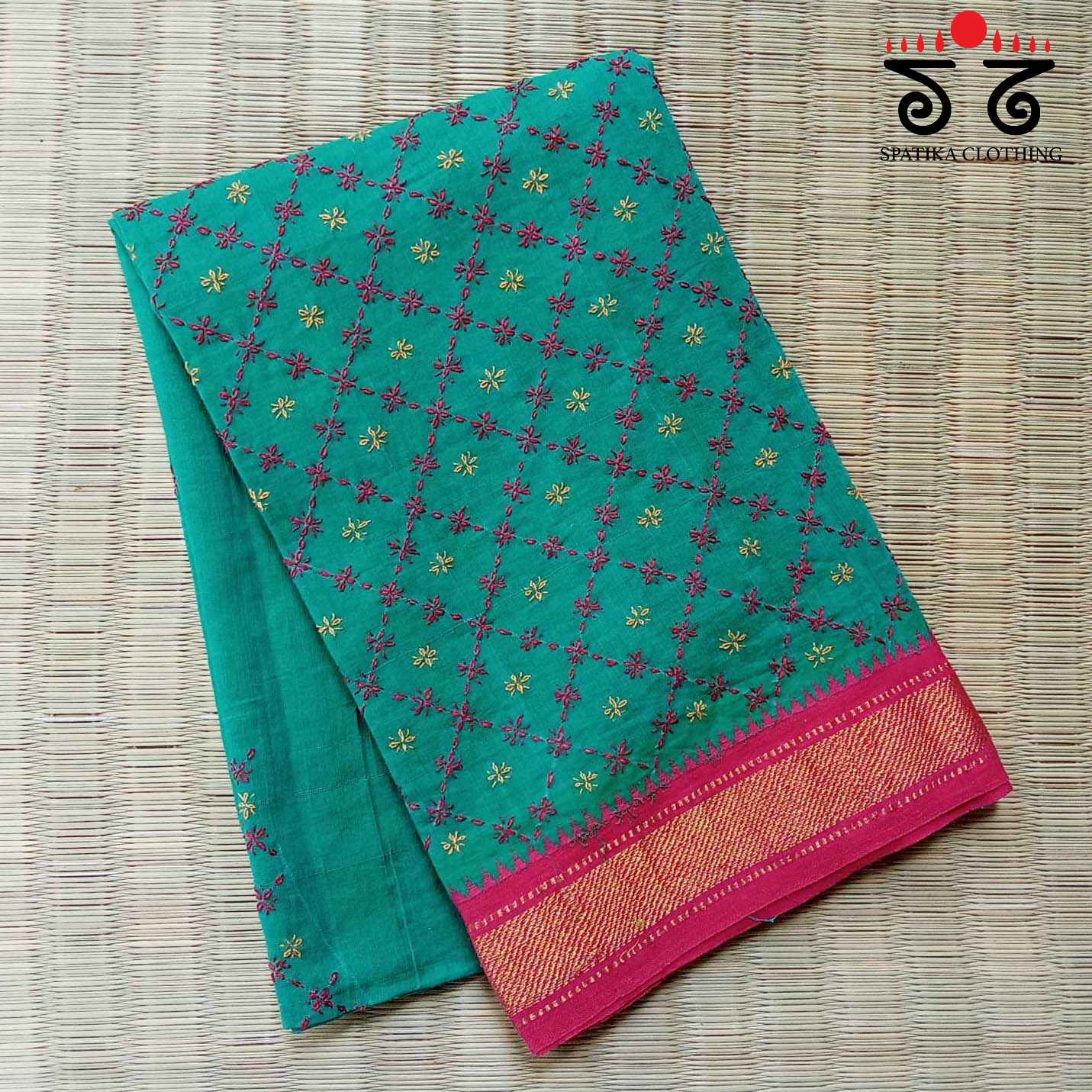 Banjara Handembroidery on Mangalagiri Cotton Blouse Fabric