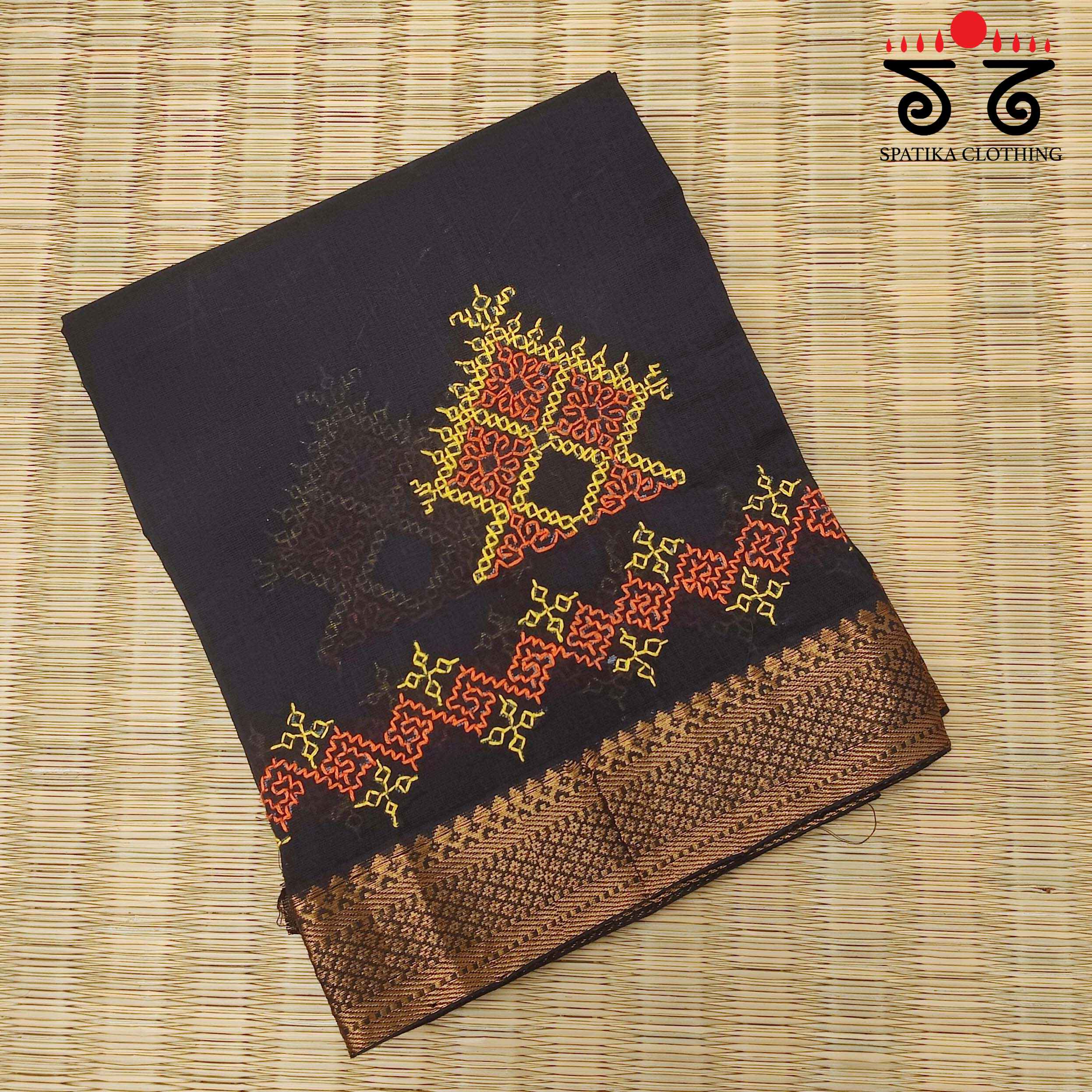 Kasuti Handembroidery on Mangalagiri Cotton Blouse Fabric