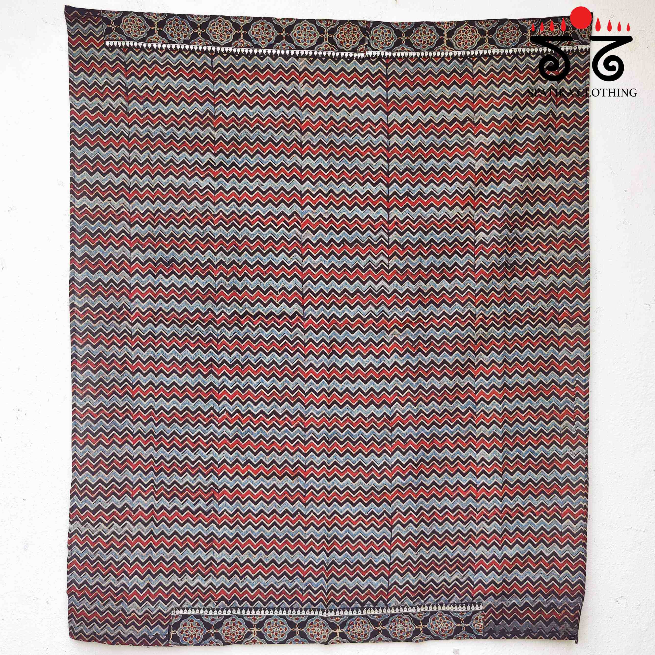 Ajrakh Hand Embroidered Blouse Fabric