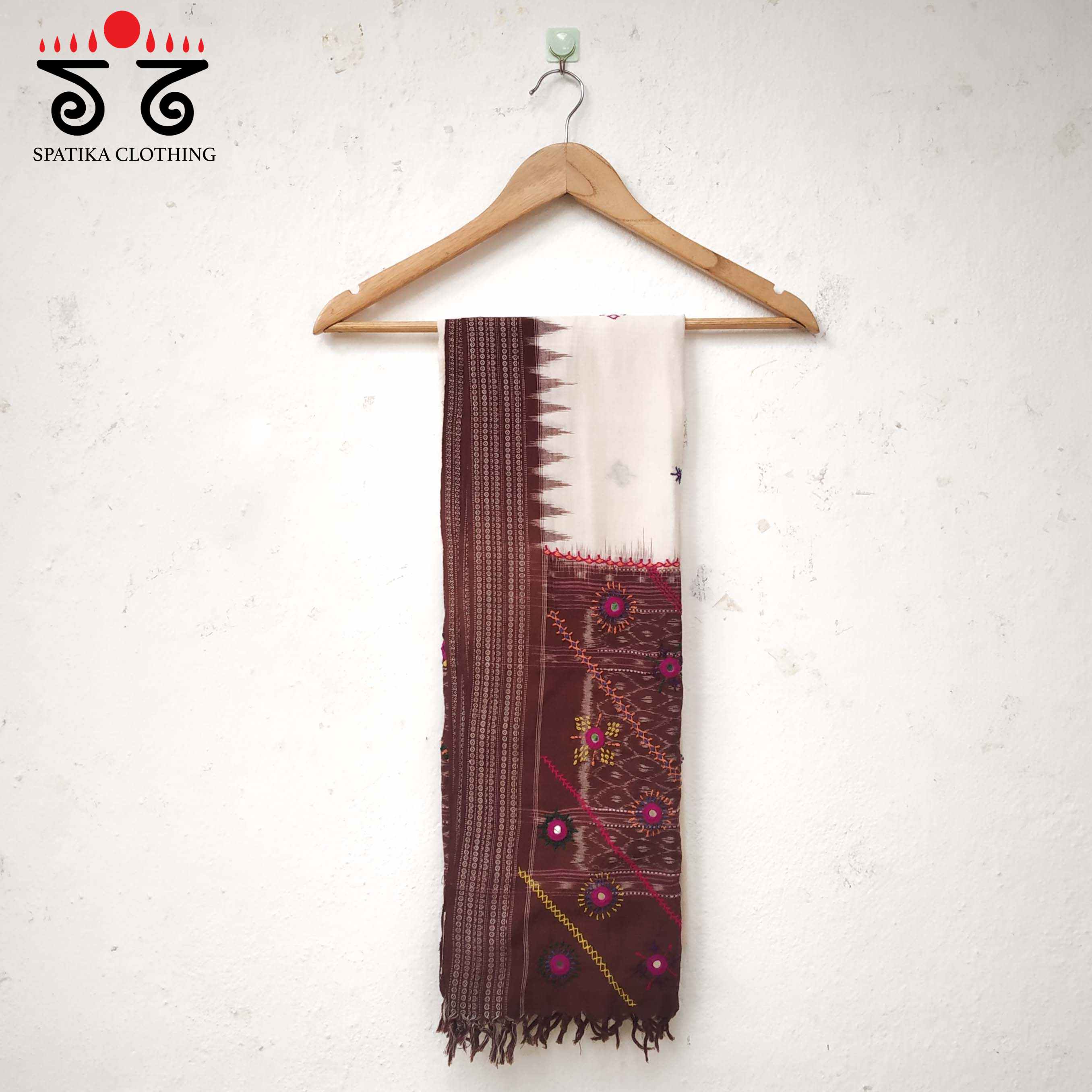 Lambani Handembroidery on Ikat Dupatta