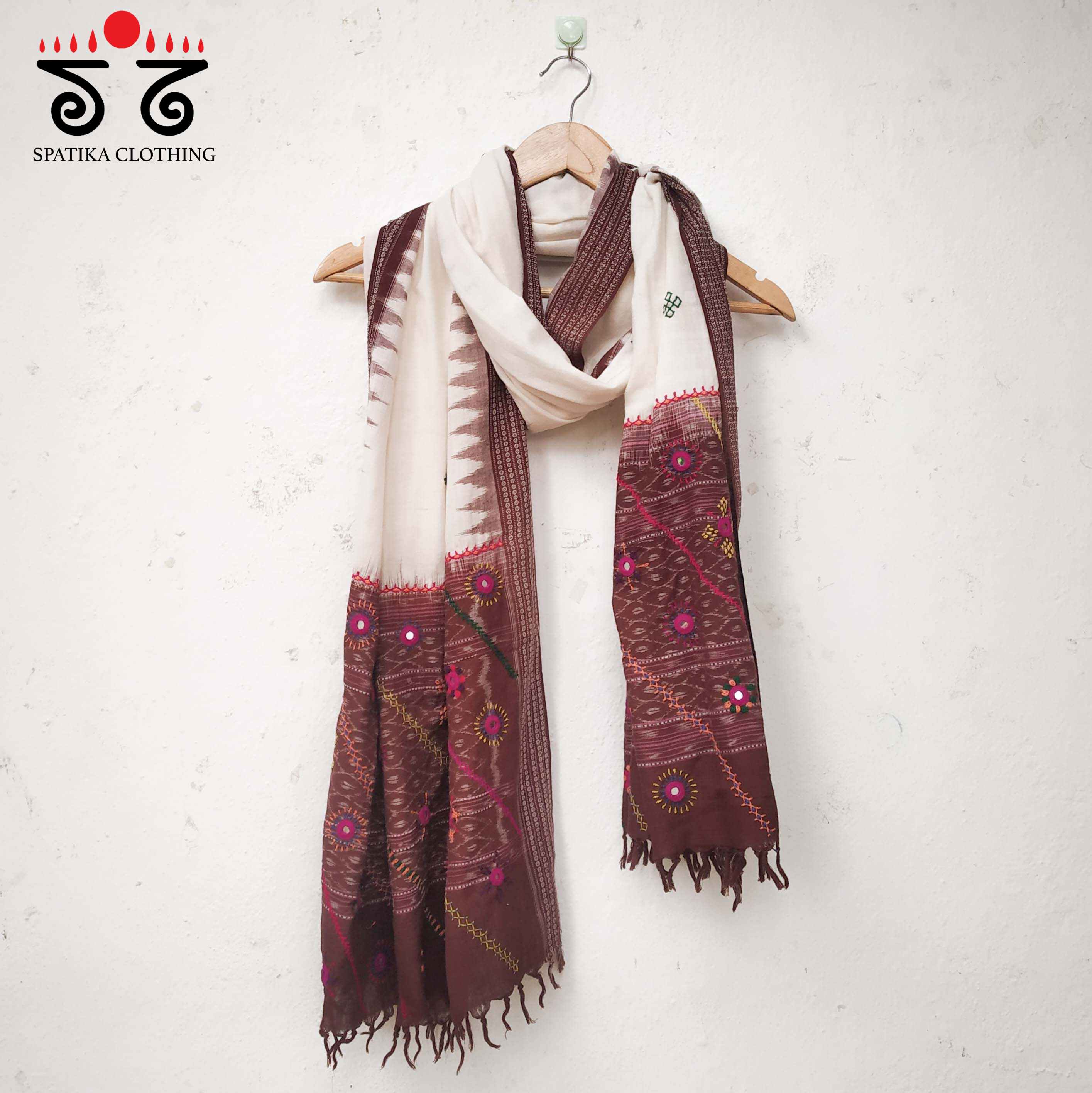 Lambani Handembroidery on Ikat Dupatta