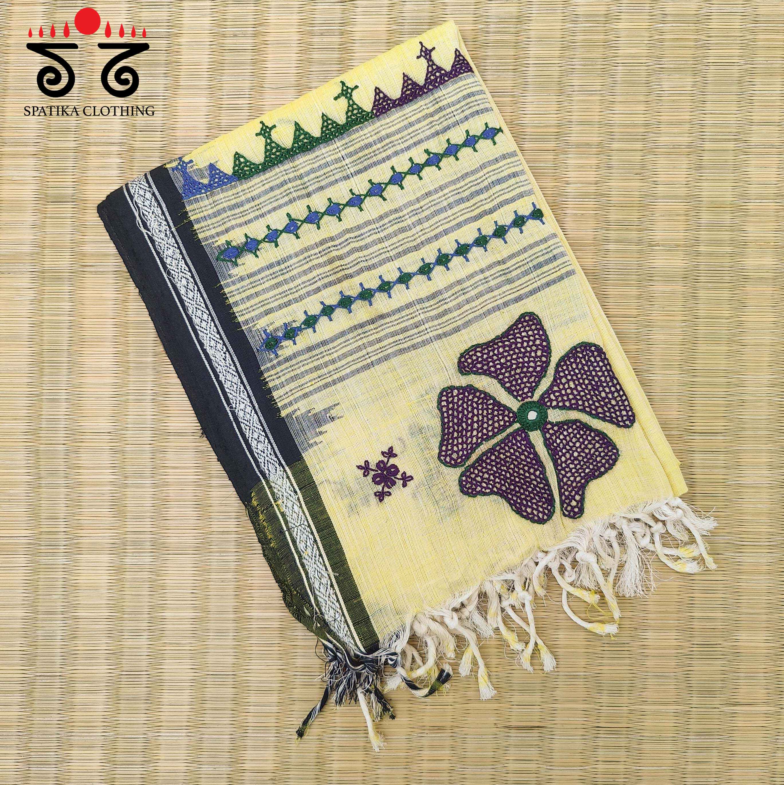 Lambani Handembroidery on Handspun Cotton Dupatta