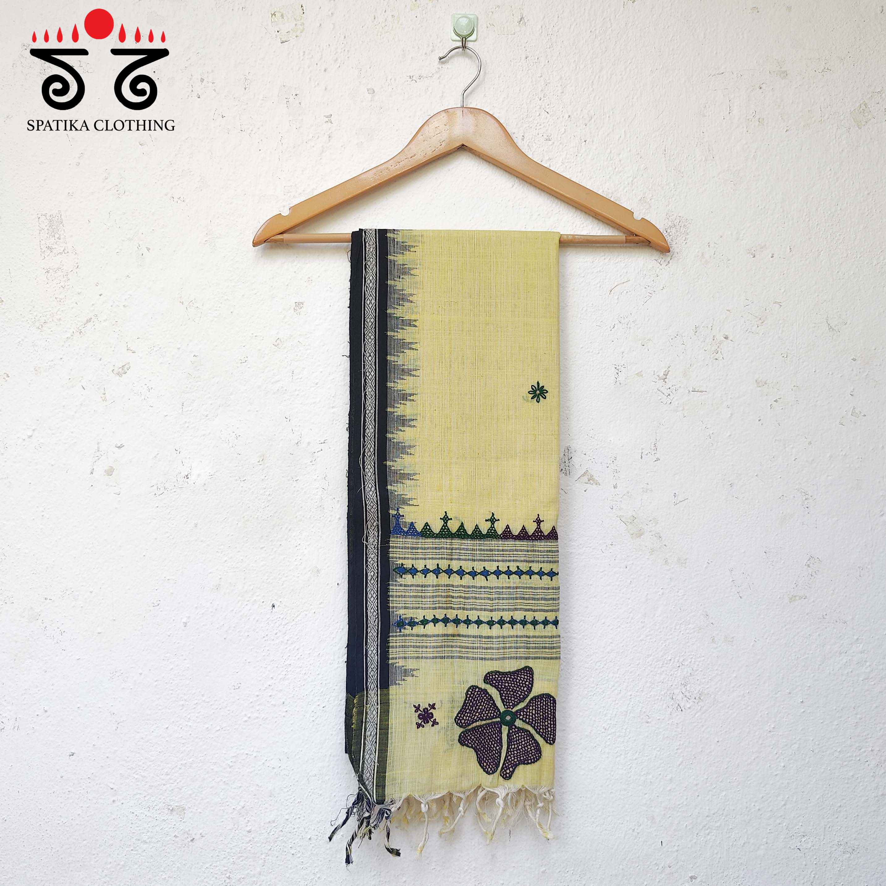 Lambani Handembroidery on Handspun Cotton Dupatta
