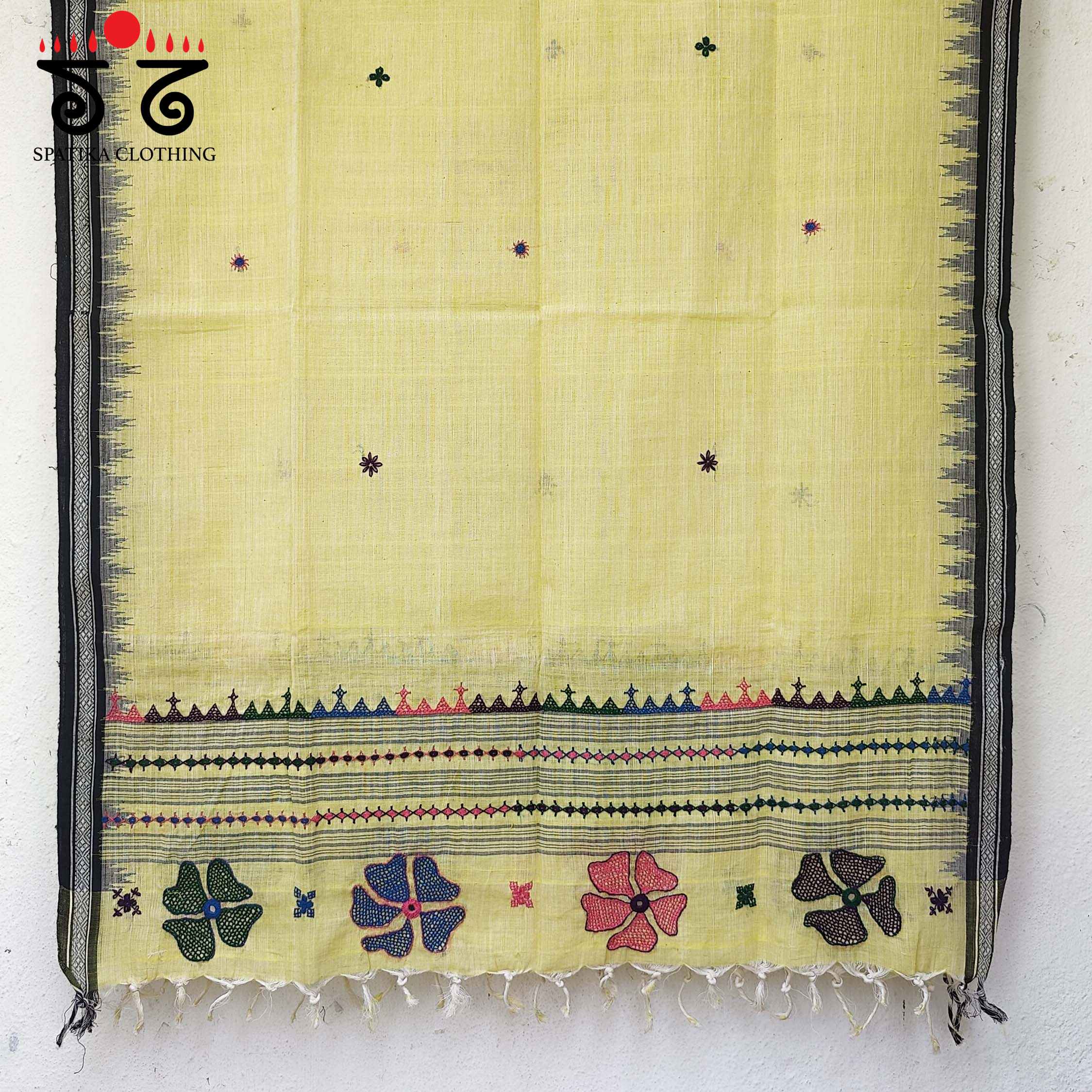 Lambani Handembroidery on Handspun Cotton Dupatta
