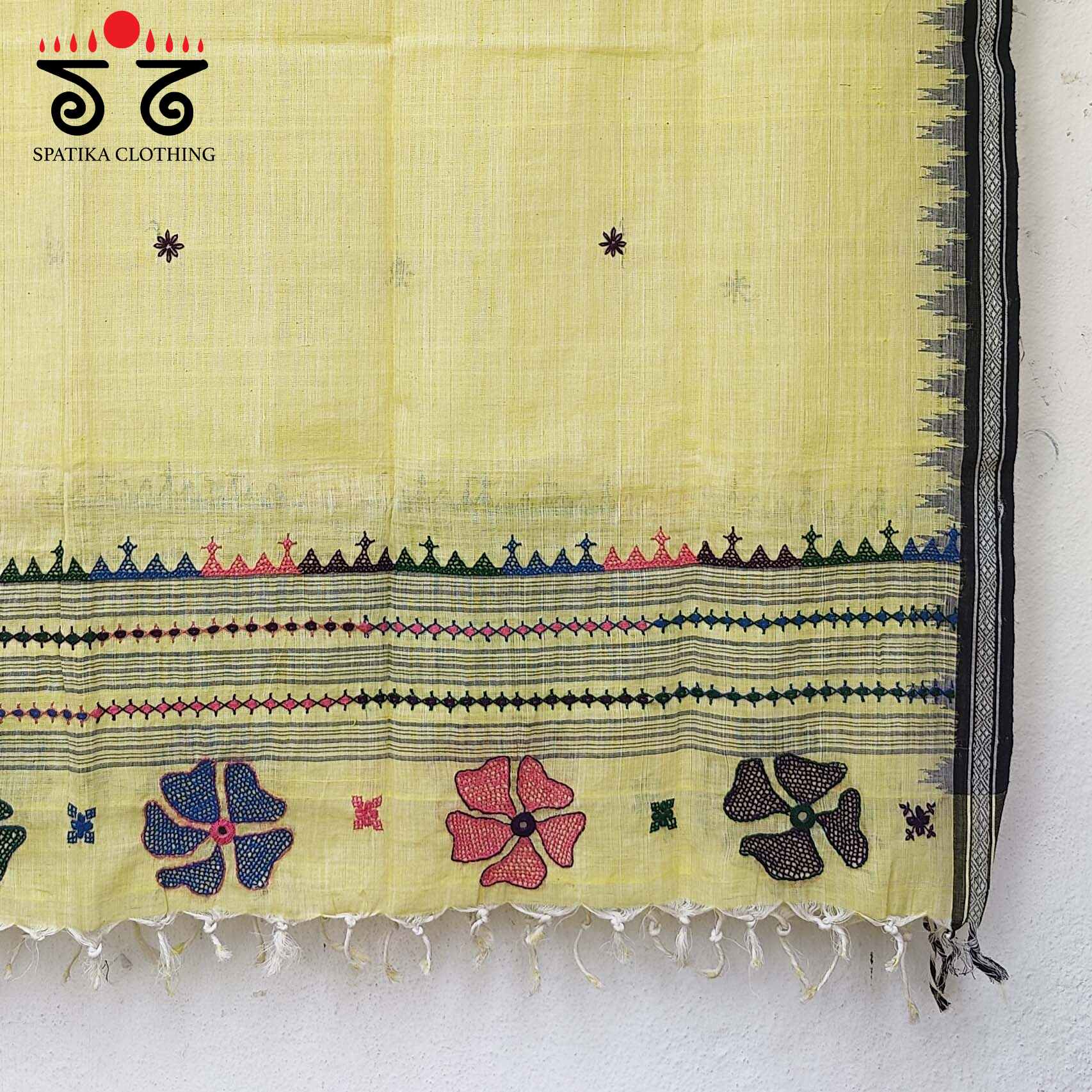 Lambani Handembroidery on Handspun Cotton Dupatta