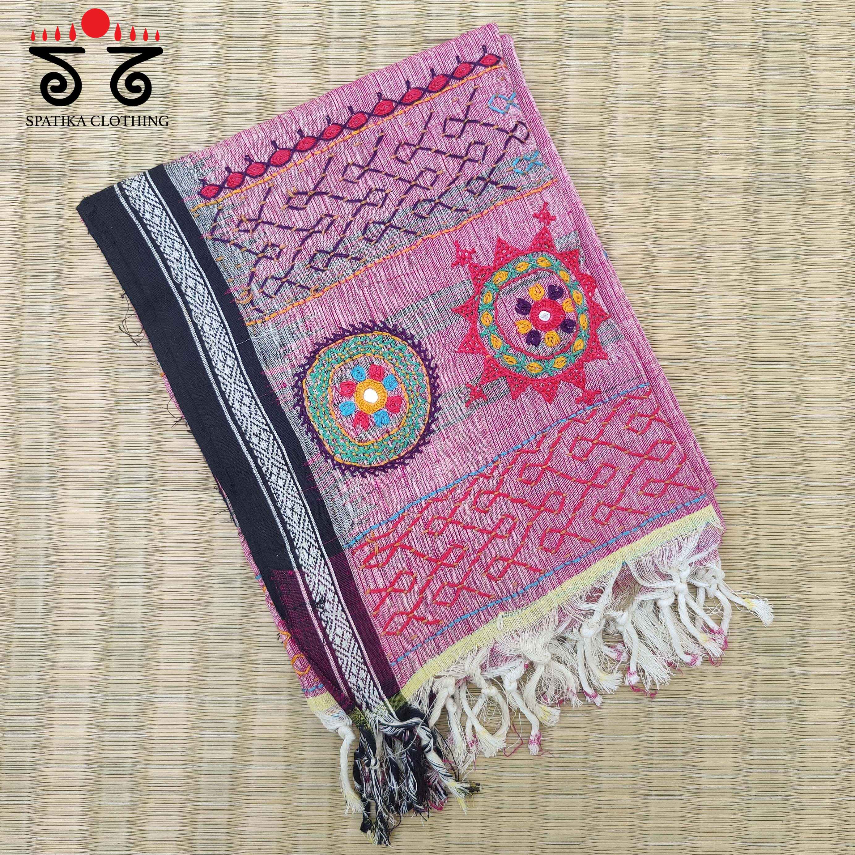 Lambani Handembroidery on Handspun Cotton Dupatta