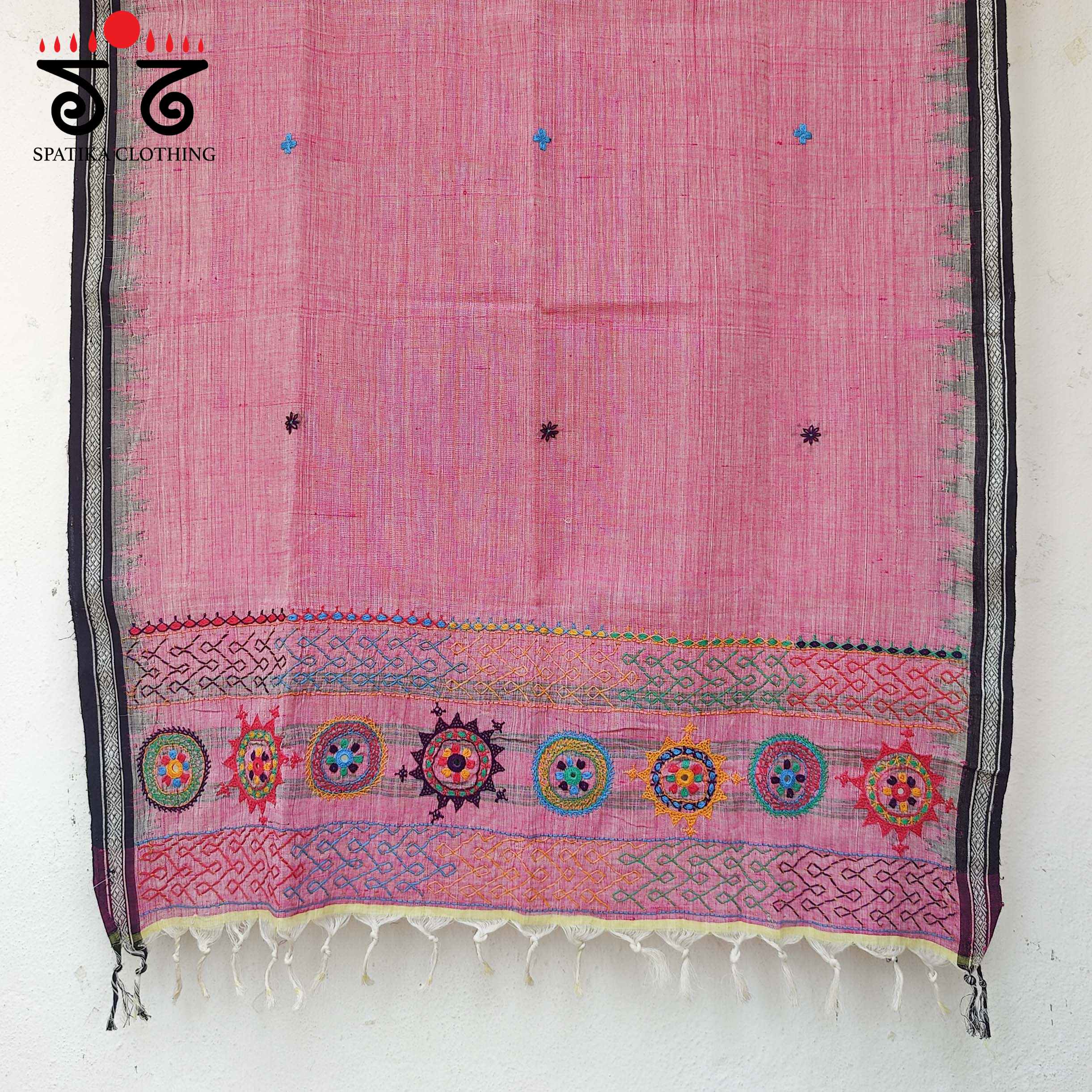 Lambani Handembroidery on Handspun Cotton Dupatta