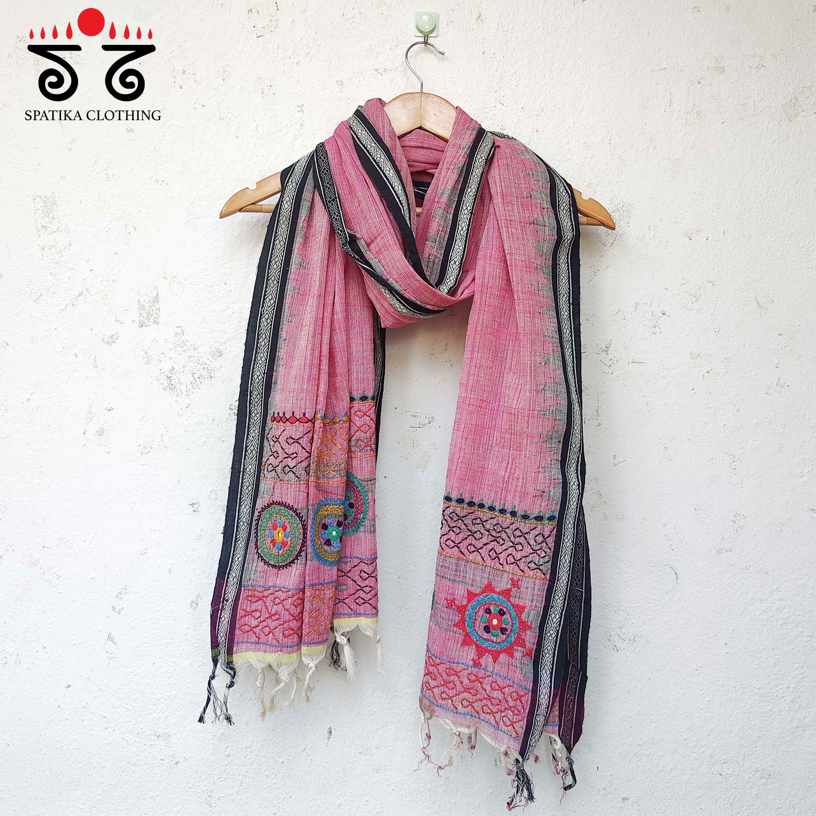 Lambani Handembroidery on Handspun Cotton Dupatta