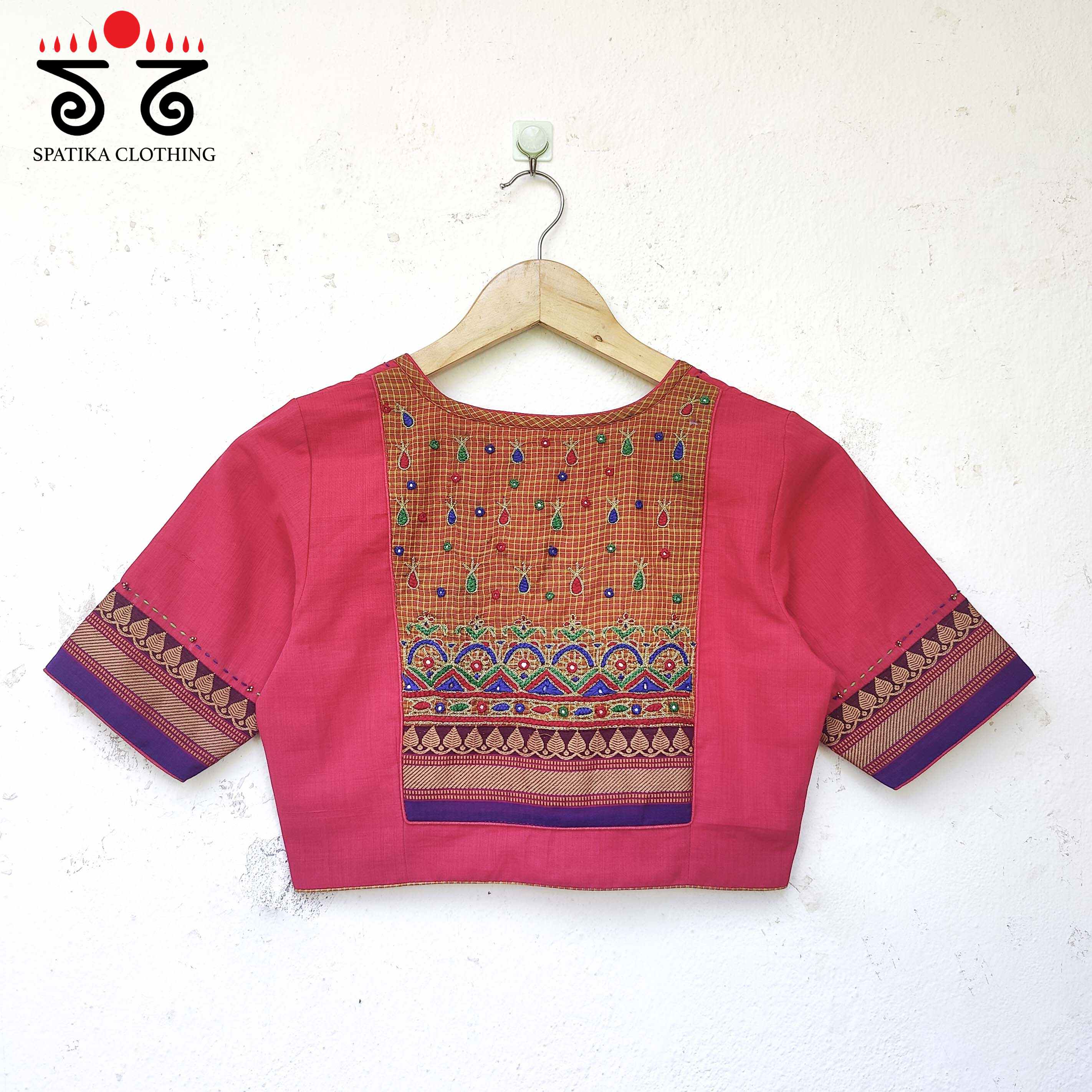The Mangalagiri Cotton - Hand Embroidered Patchwork Blouse