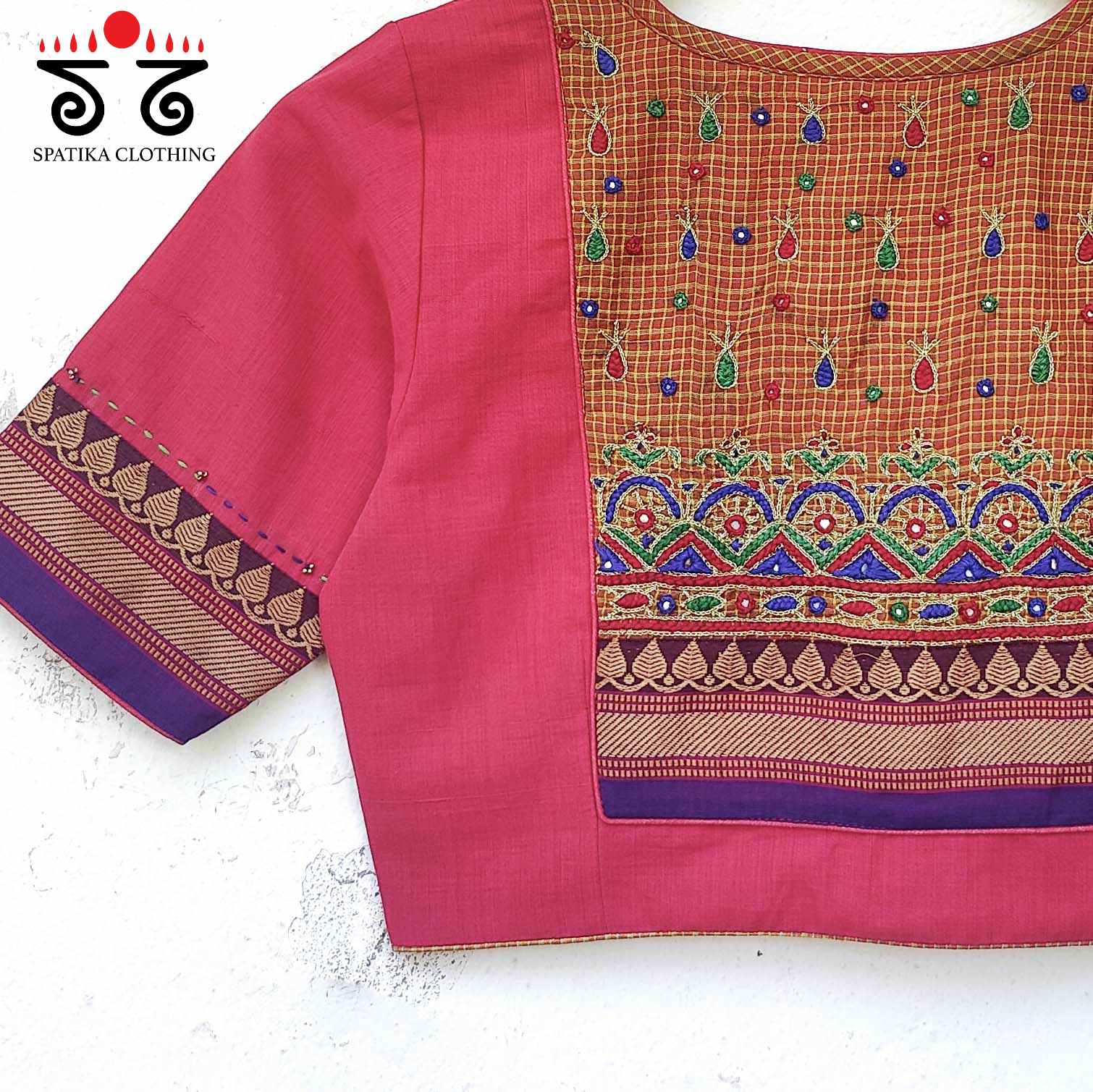 The Mangalagiri Cotton - Hand Embroidered Patchwork Blouse