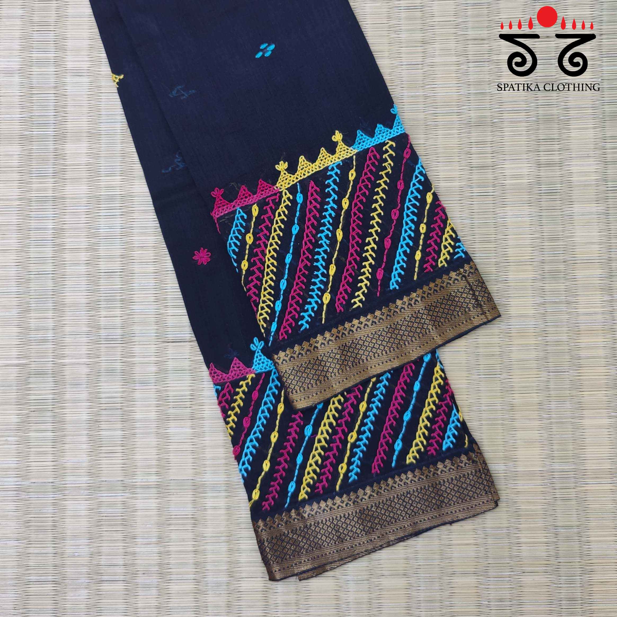 Lambani Handembroidery on Mangalagiri Cotton Blouse Fabric