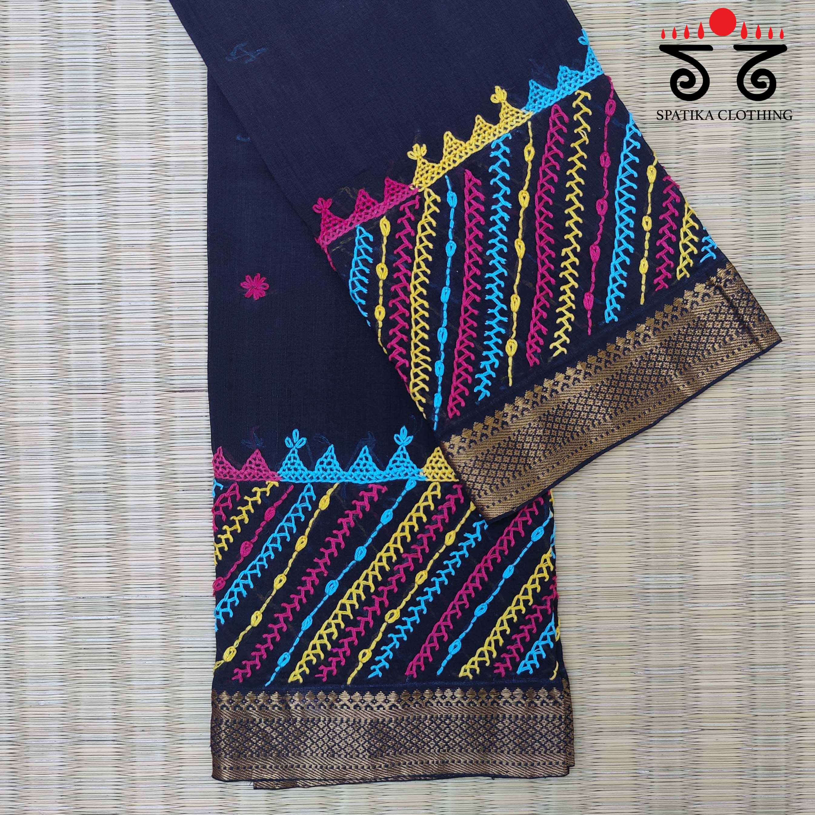 Lambani Handembroidery on Mangalagiri Cotton Blouse Fabric
