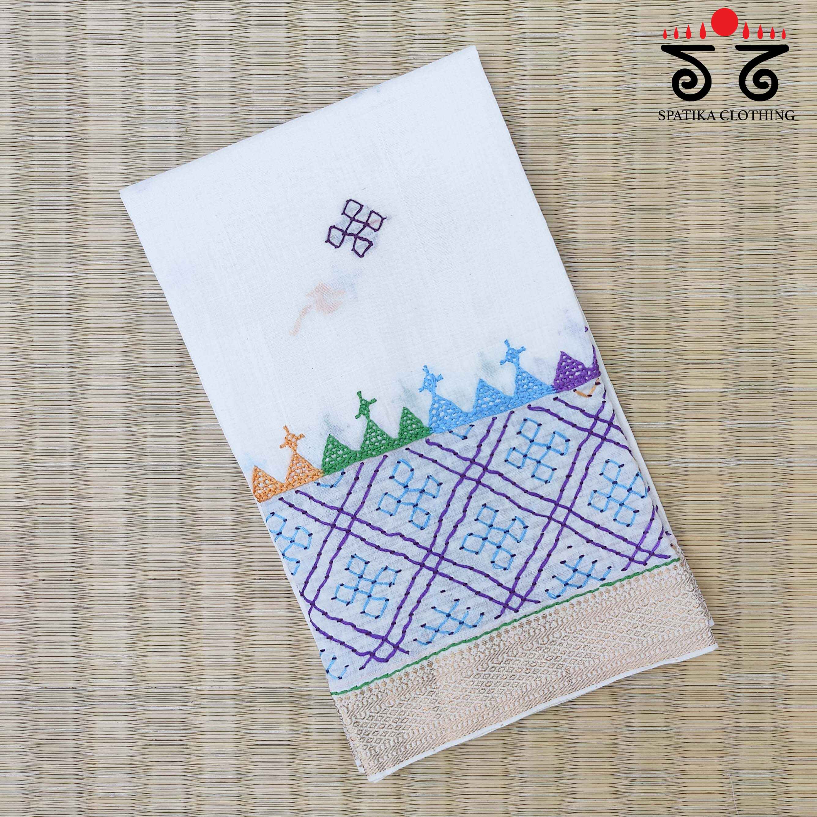 Lambani Handembroidery on Mangalagiri Cotton Blouse Fabric