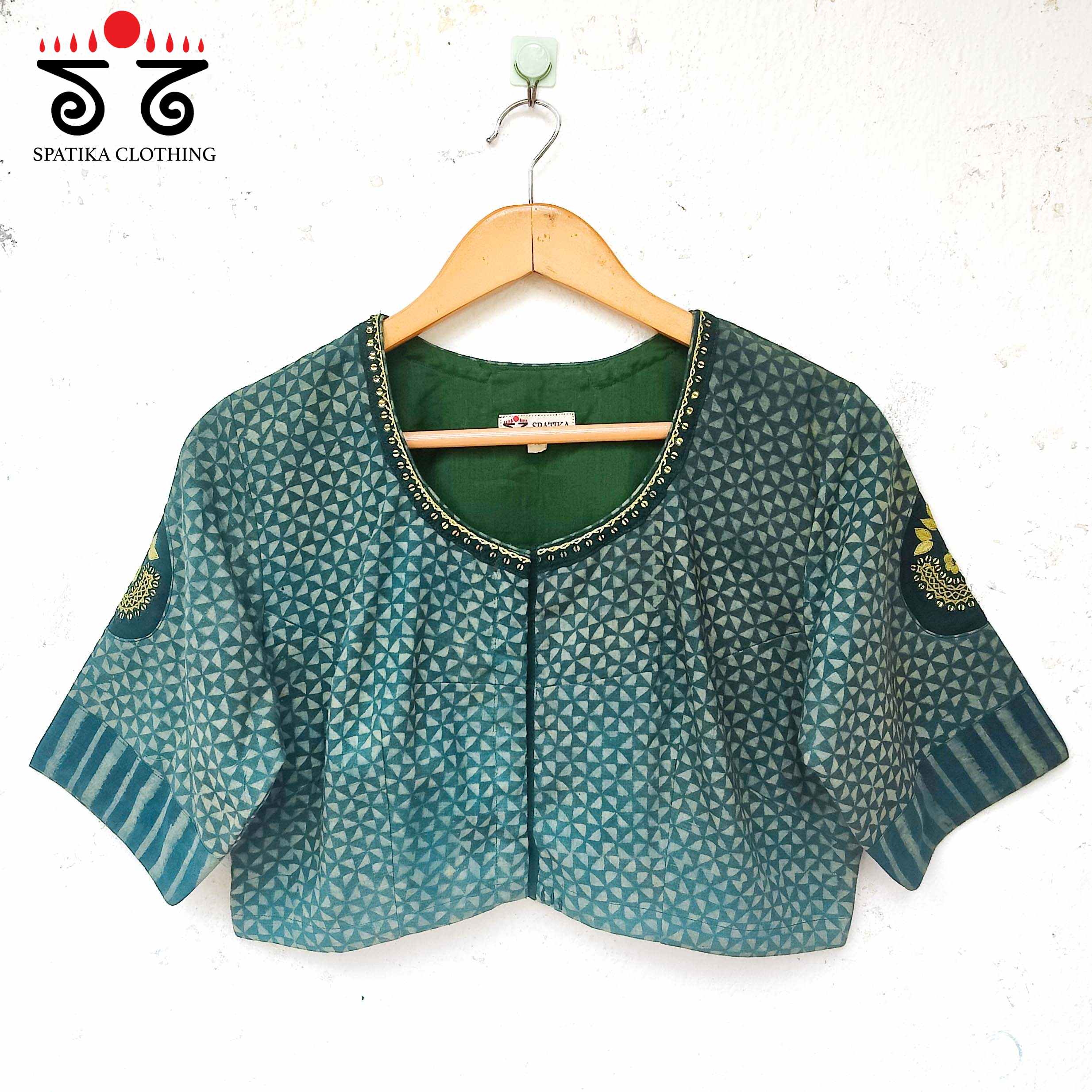 Inlay & Yoke Handcrafted Blouse In Natural Dyes
