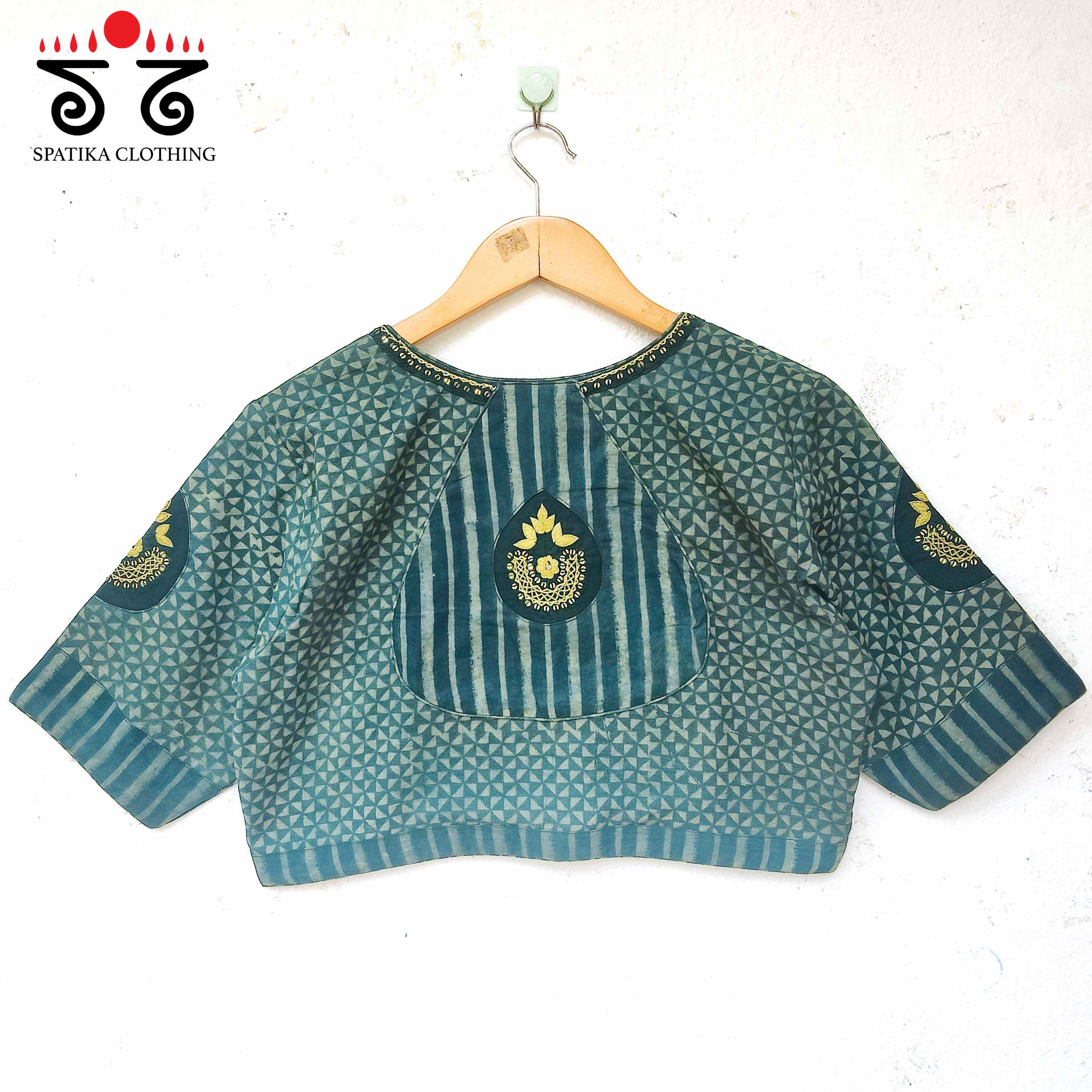 Inlay & Yoke Handcrafted Blouse In Natural Dyes