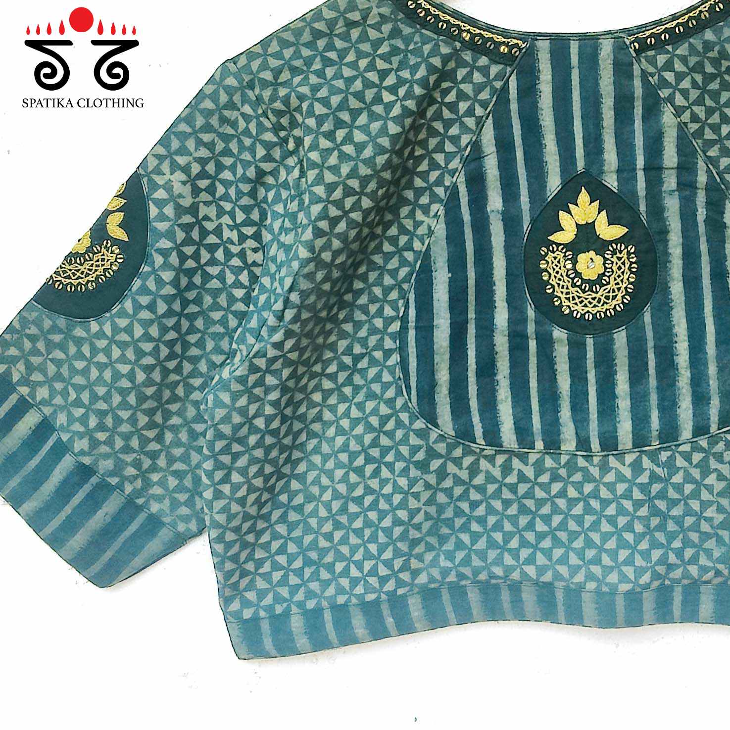 Inlay & Yoke Handcrafted Blouse In Natural Dyes