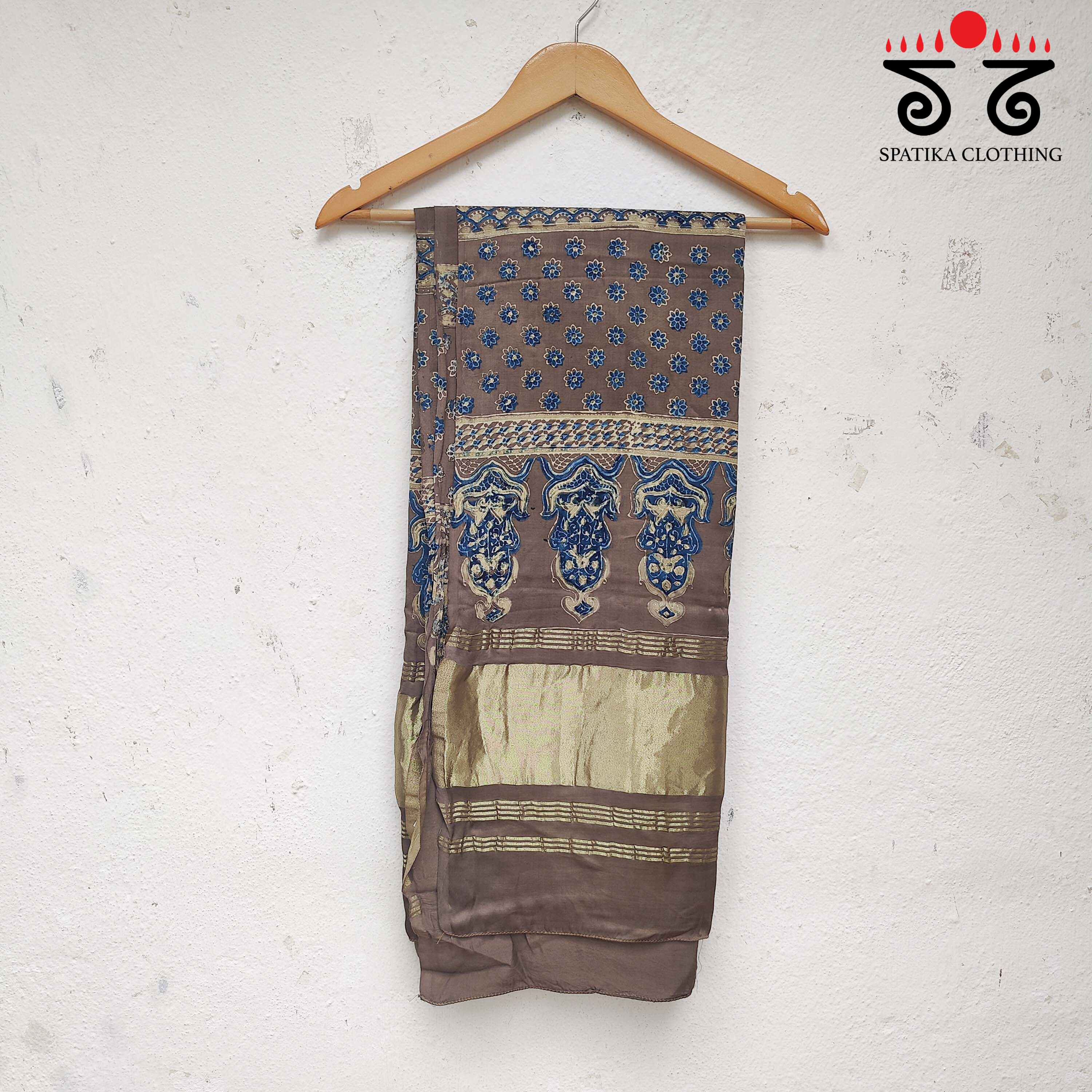 Ajrakh Modal Silk Dupatta with Zari Pallu