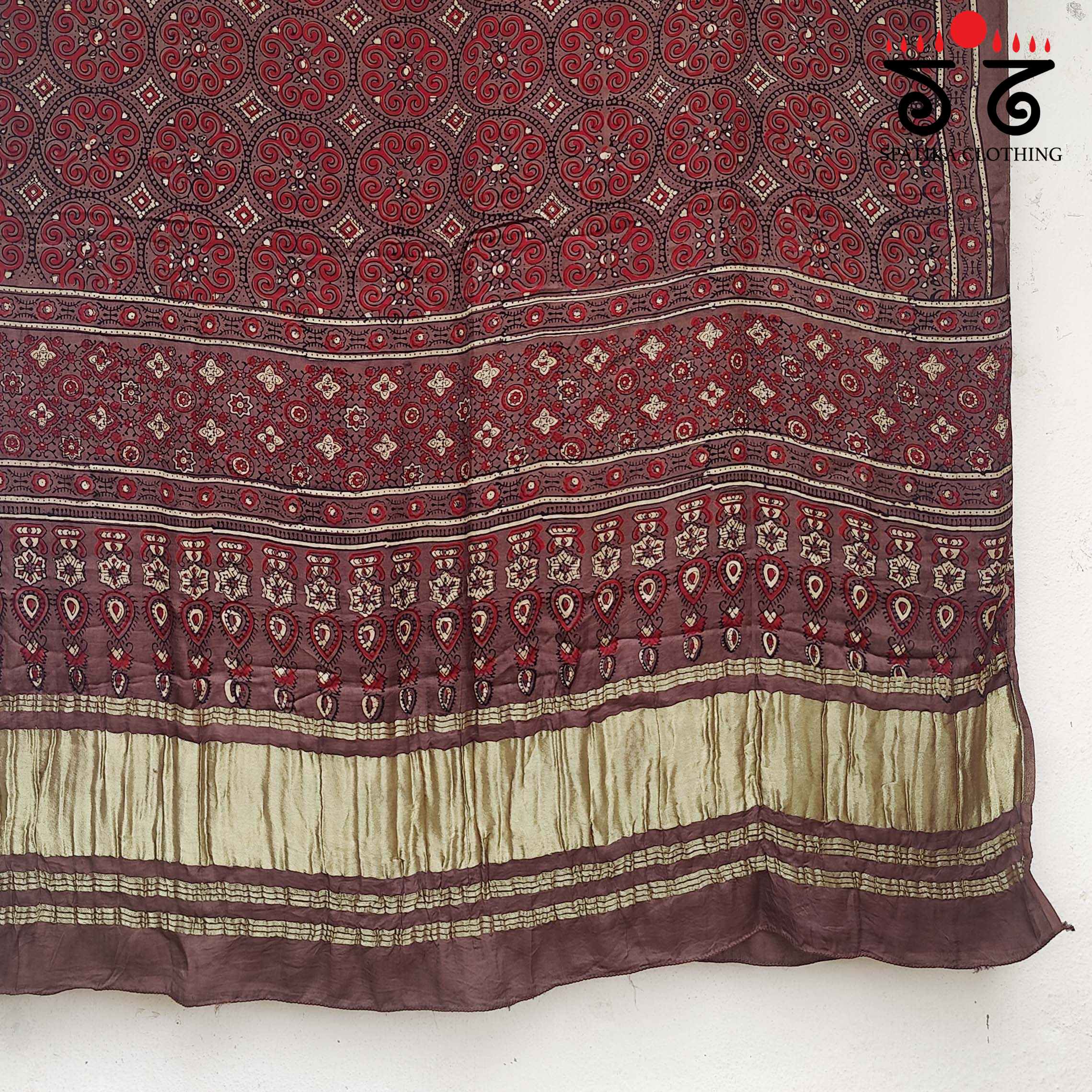 Ajrakh Modal Silk Dupatta with Zari Pallu