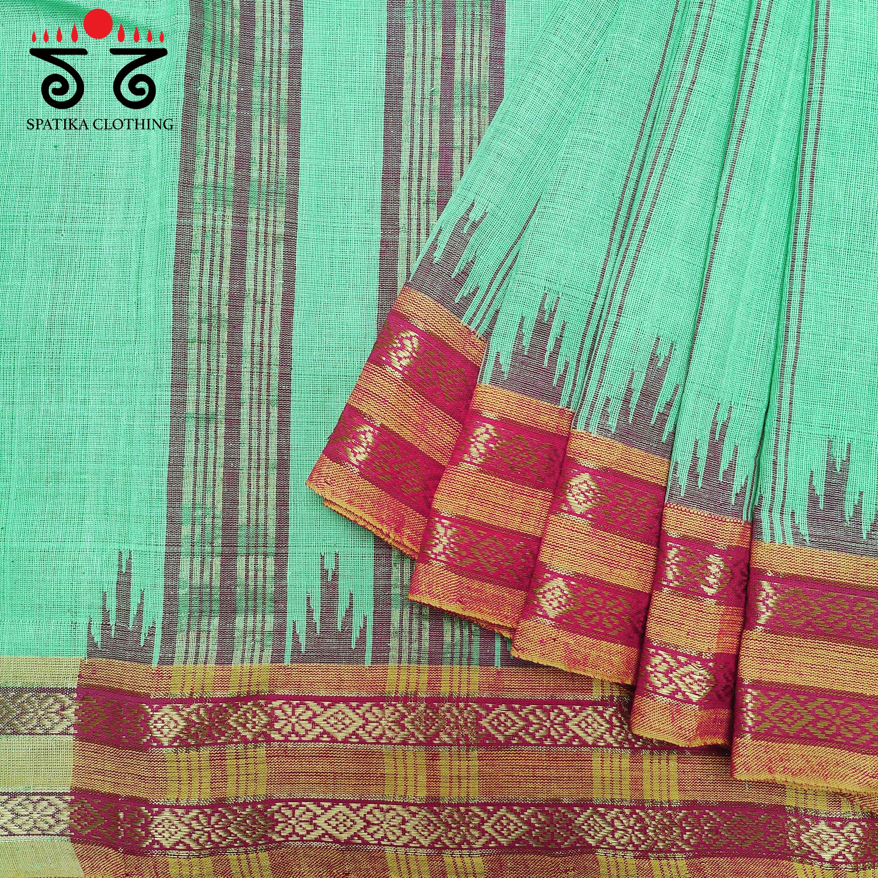 Ponduru Handspun Cotton Saree - Ikat Blouse