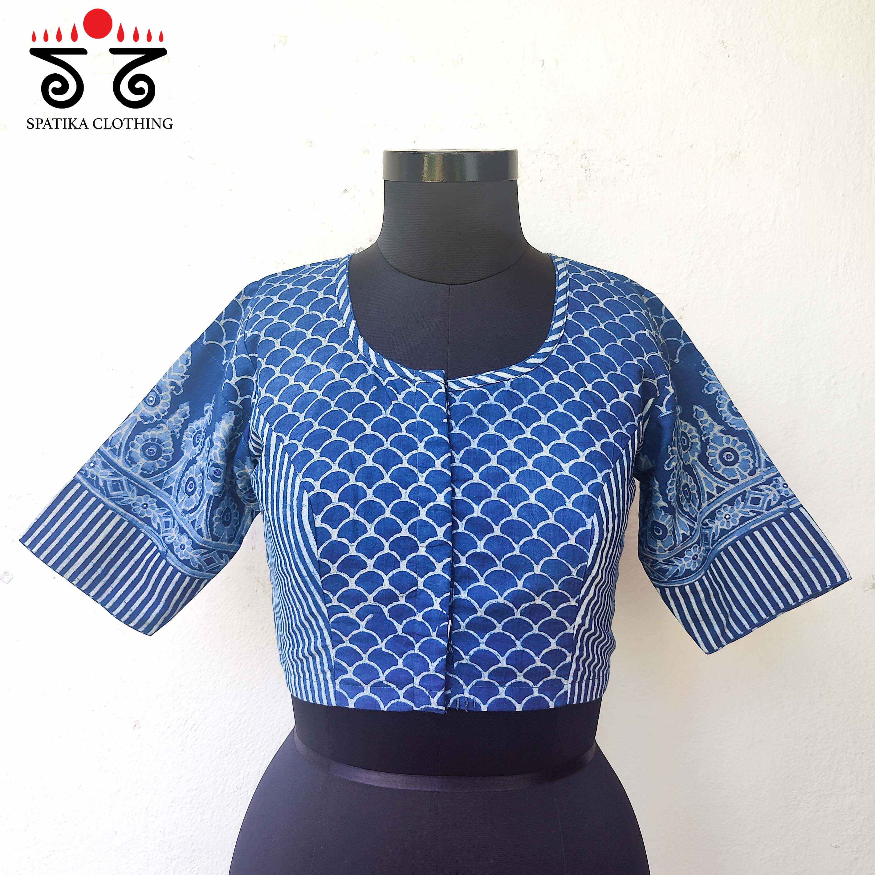Indigo Paneled Blouse - Natural Dyed!